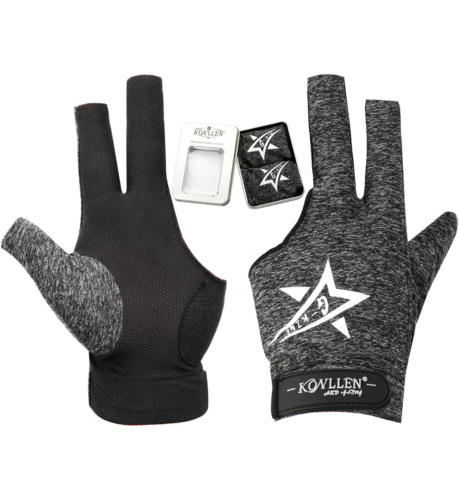Conllen Billiard Gloves - Breathable & Slip-Resistant Snooker & Pool Accessories | 2-Piece Adjustable XL Gray - Buy Online on GoSupps.com