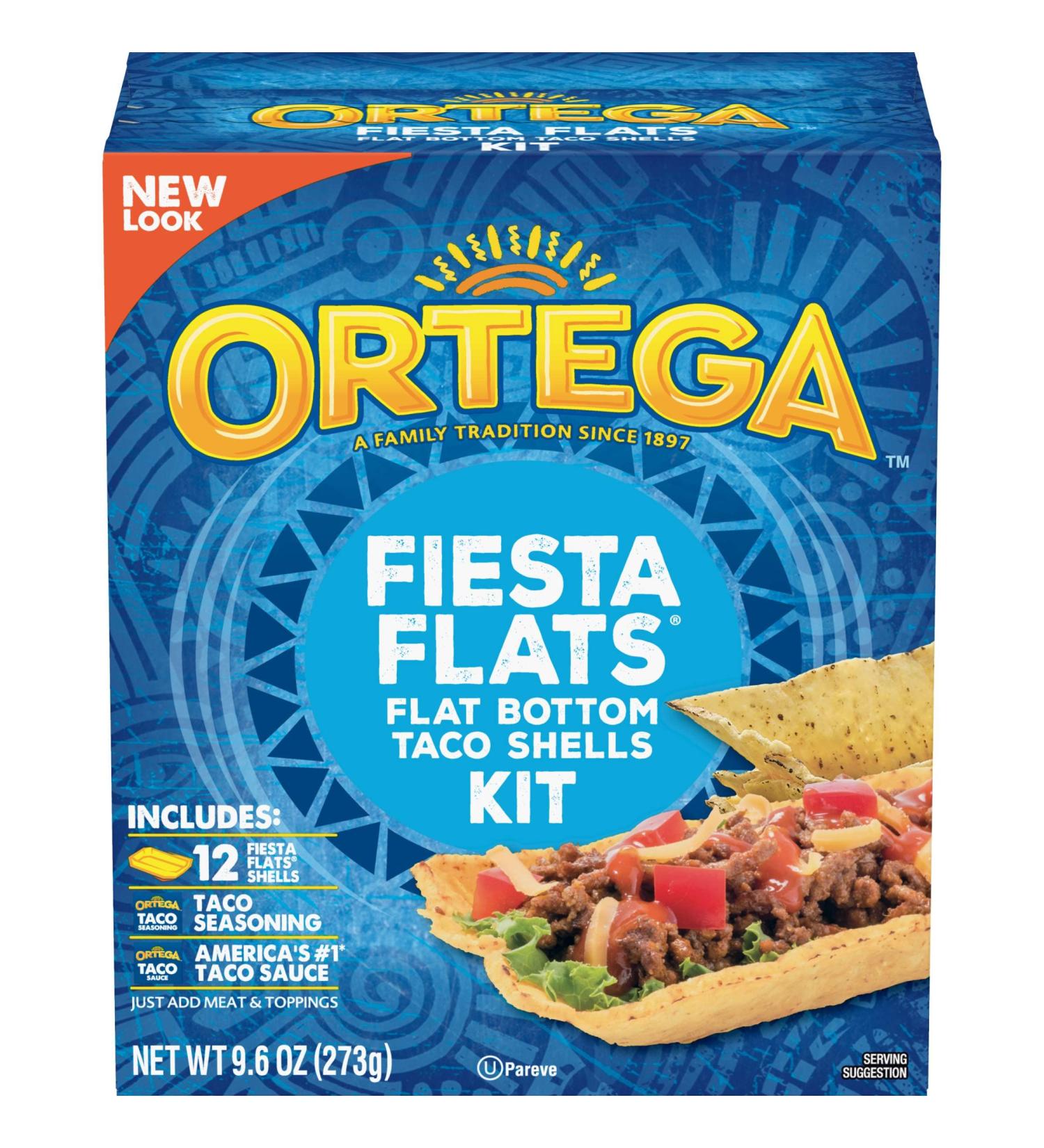 Ortega Fiesta Flats Tacos Dinner Kit - 12 Count, 9.8 Ounce Pack of 1 - Buy Online on GoSupps.com