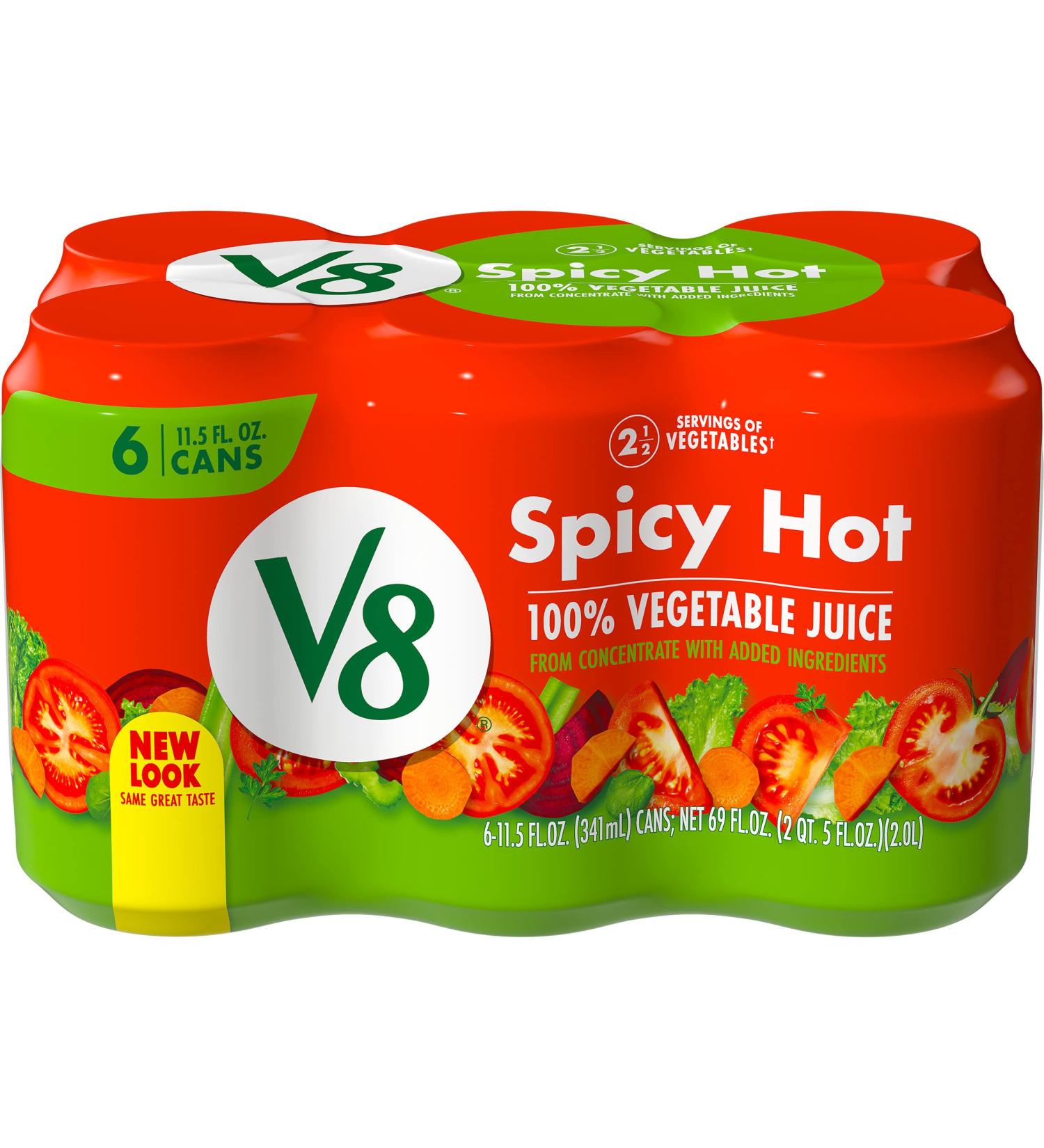 V8 Spicy Hot 100% Vegetable Juice 11.5 oz Can, Pack of 6 - 11.5 Fl Oz Spicy Hot, 6-Pack - Buy Online on GoSupps.com
