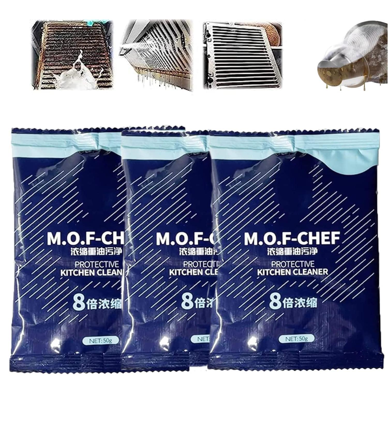 M.O.F-Chef Protective Kitchen Cleaner 2023 New Heavy Duty Degreaser Cleaner Sstainless Steel Cleaning Powder Stubborn Stain & Grease Remover for Hood Pots Grill Sink (3pcs) - Buy Online on GoSupps.com