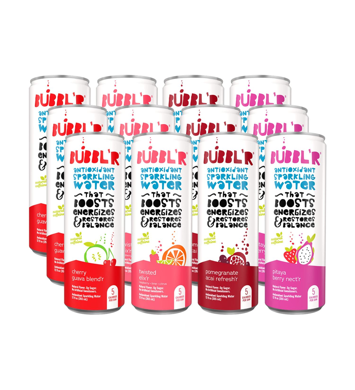 BUBBL'R Antioxidant Sparkling Water Variety Pack 12 Fl Oz (Pack of 12)