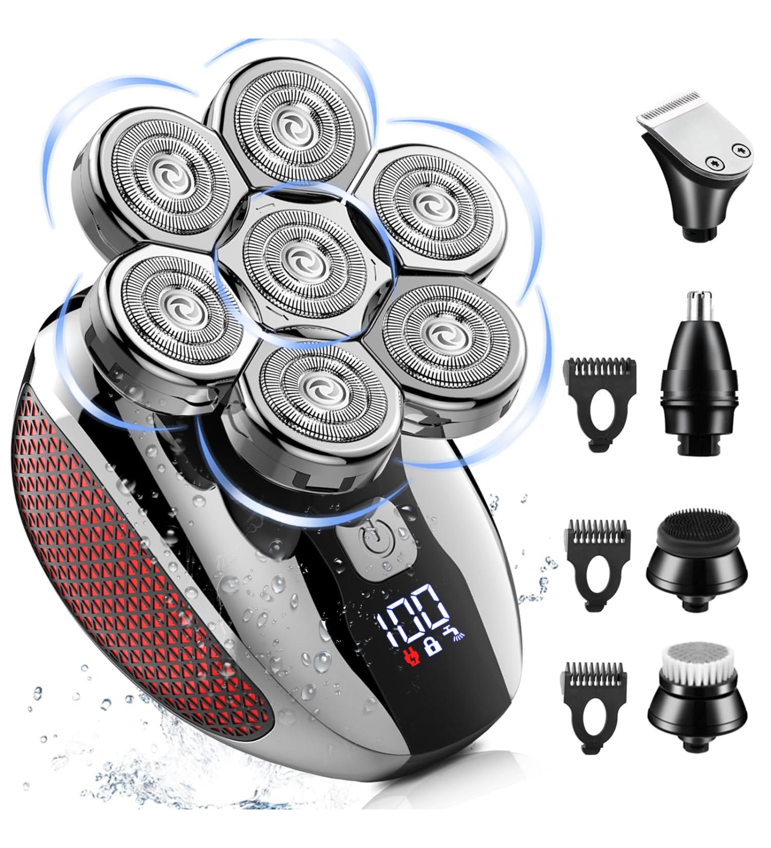 Ultimate 7D Head Shaver for Bald Men - 5 in 1 Waterproof Electric Shaving Kit with LED Display - Buy Online on GoSupps.com