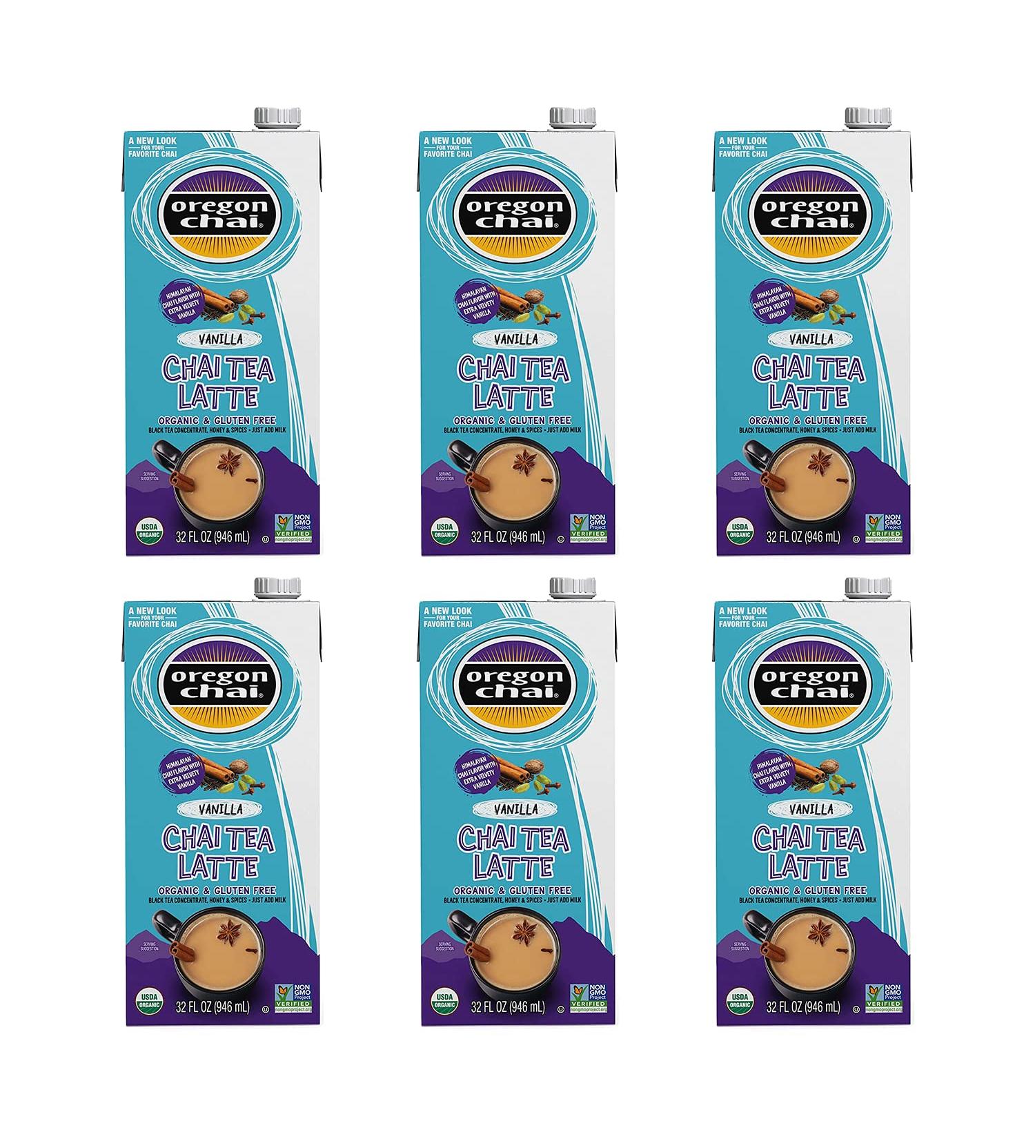 Oregon Chai Vanilla Chai Concentrate - 32 oz (Pack of 6) | Premium Chai Tea - Buy Online on GoSupps.com