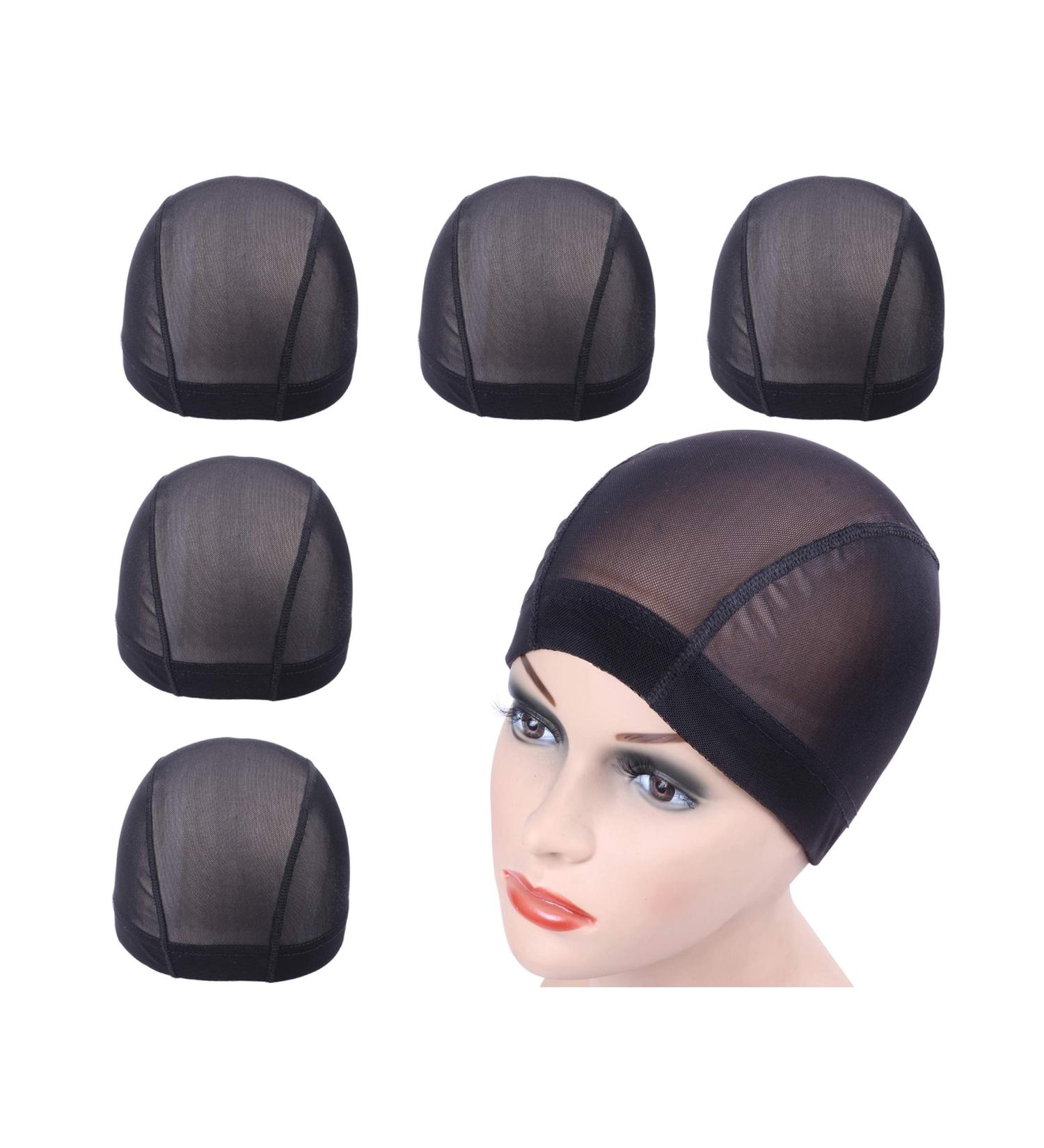 Black Mesh Dome Cap for Wigs - 5 Pieces - Wide Rubber Band Wig Cap for Wig Making | International Shipping - Buy Online on GoSupps.com
