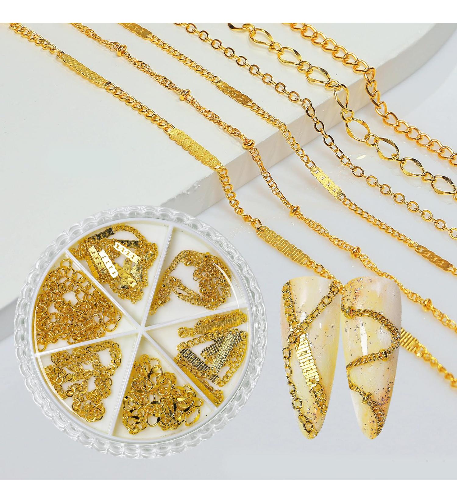 Metal Nail Art Chains Decorations Unique DIY Nails Supply Manicure Tips For Women Nail Chains 7 - Buy Online on GoSupps.com