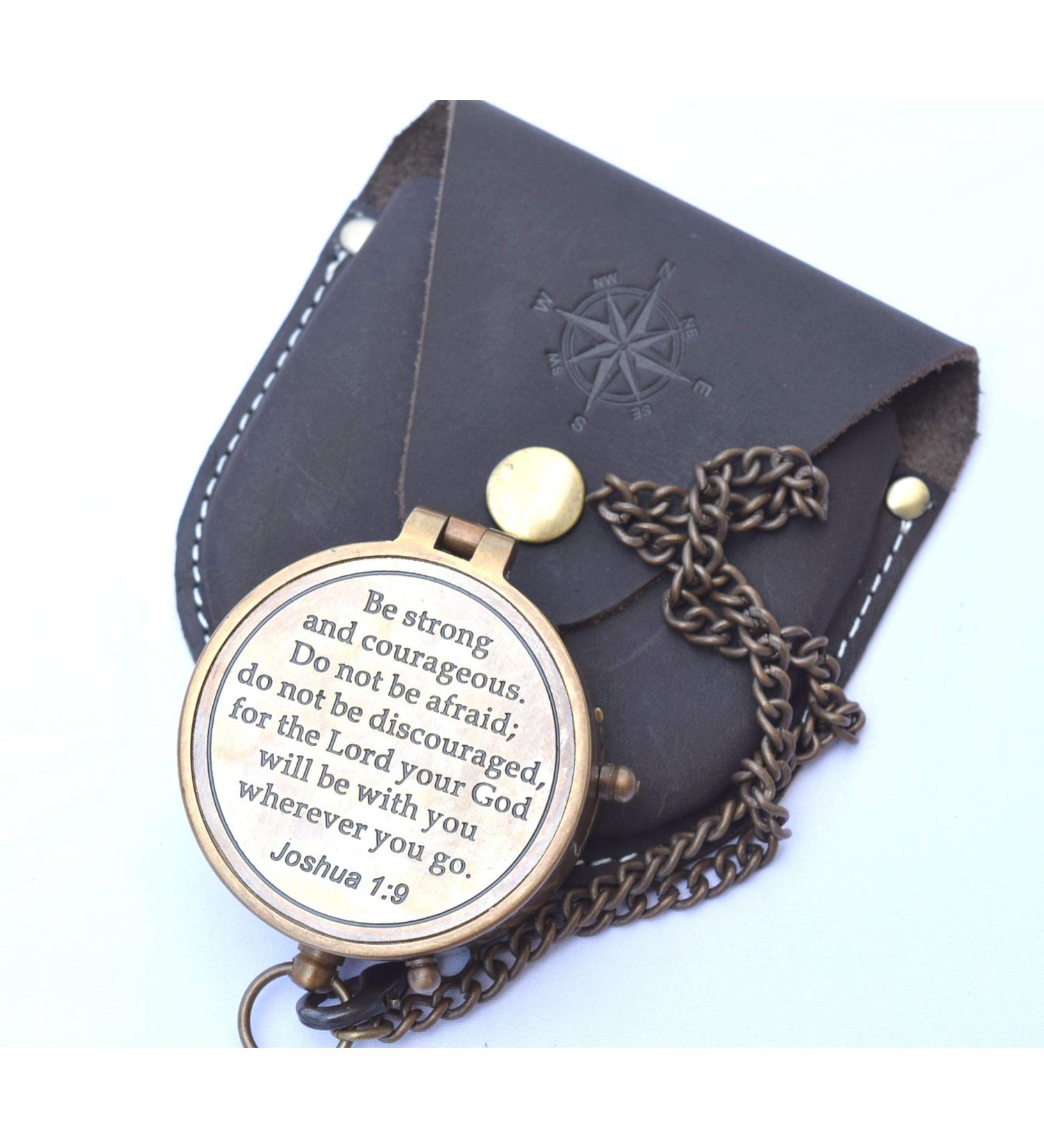 NEOVIVID Be Strong and Courageous Compass - Confirmation & Baptism Gifts for Boys | Religious & Christian Gifts for Men - Catholic Easter Compass - Buy Online on GoSupps.com