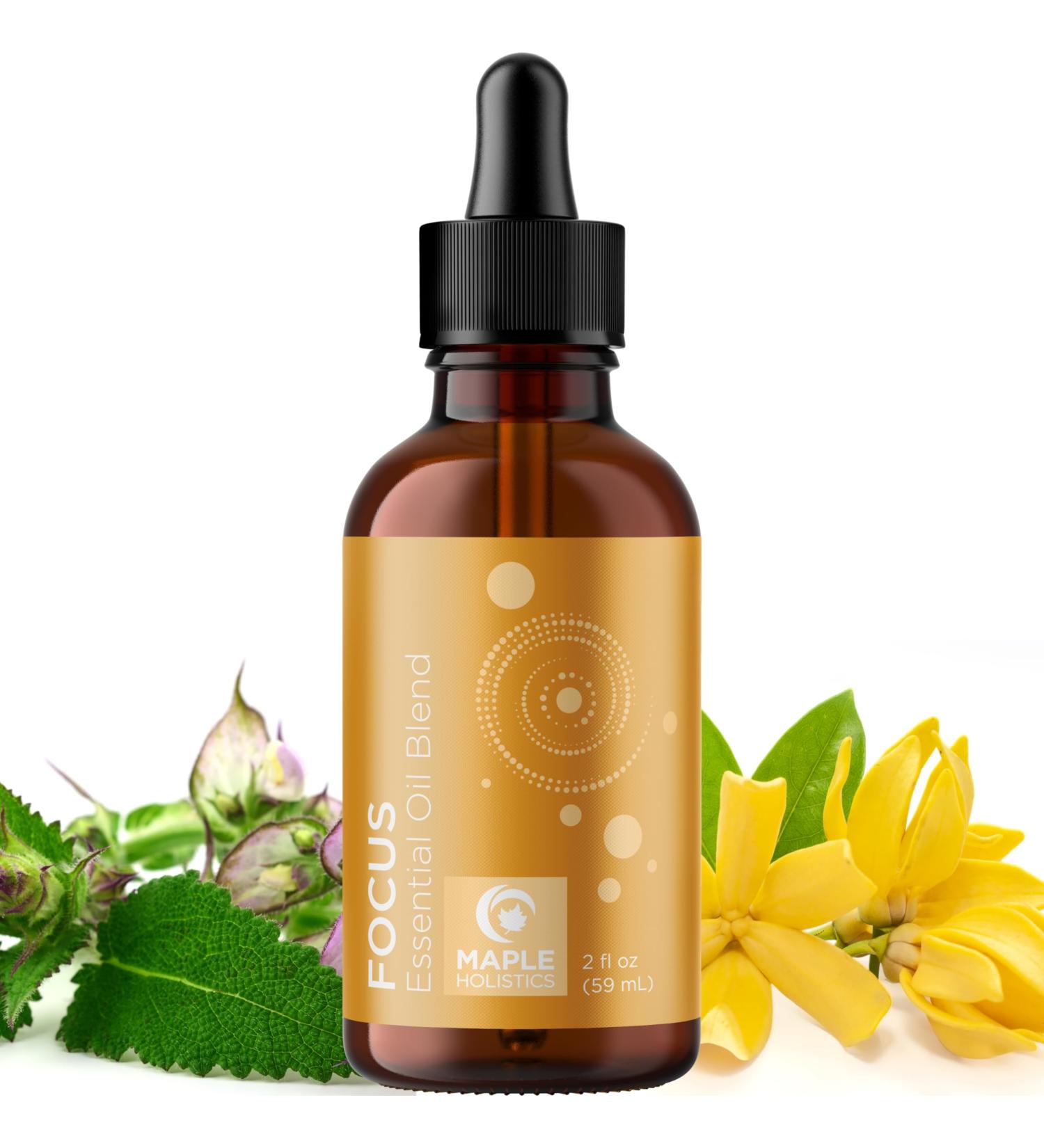 Focus Essential Oil Blend for Diffusers - Aromatherapy Essential Oils Blend for Home and Travel Energy Focus and Attention Support with Grapefruit Bergamot Peppermint and Eucalyptus (2 Fl Oz) - Buy Online on GoSupps.com