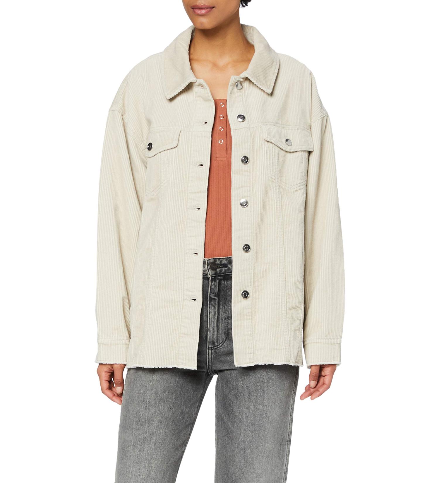 ONLY Female Long Shirt Jacket - Corduroy XL with Silver Lining | Shop Internationally - Buy Online on GoSupps.com