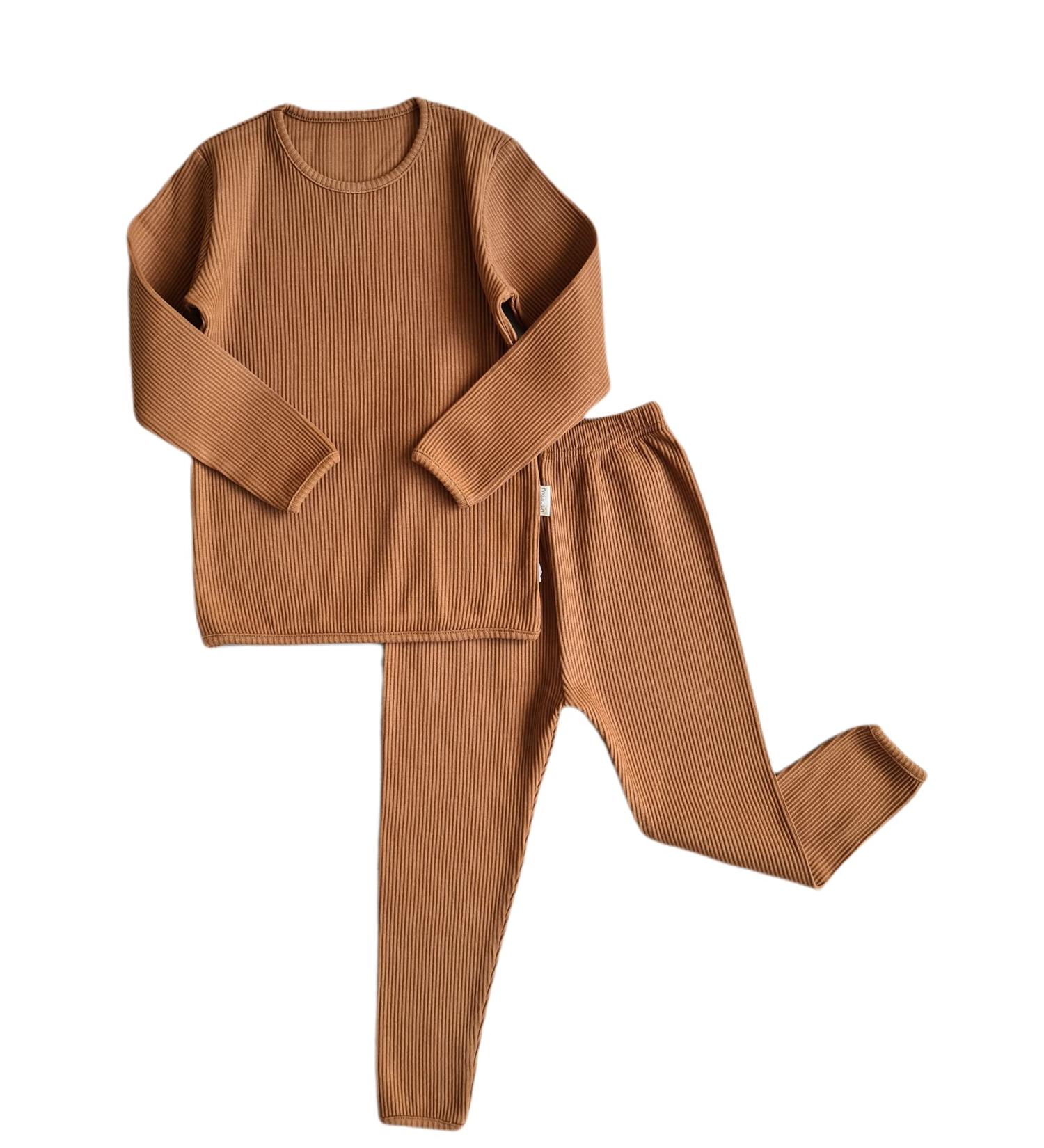 DreamBuy Ribbed Pyjama/Tracksuit/Loungewear 2-3 Years Unisex - 20 Colors | Boys, Girls, Women, Men | Caramel - Buy Online on GoSupps.com