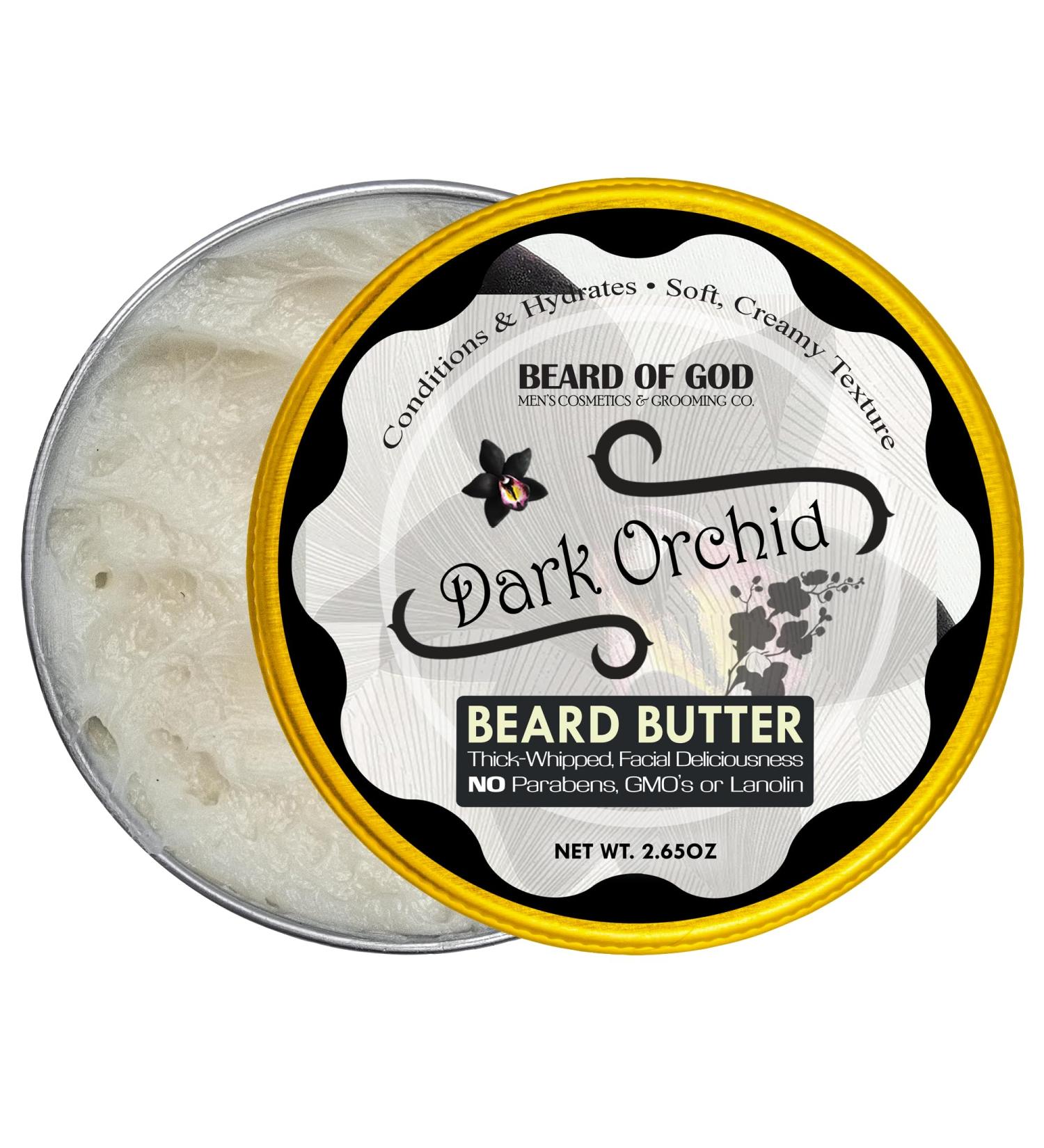 Beard of God Dark Orchid - 2.65 oz. Thick-Whipped Beard Butter & Travel Pouch - Natural Organic & Handcrafted in USA