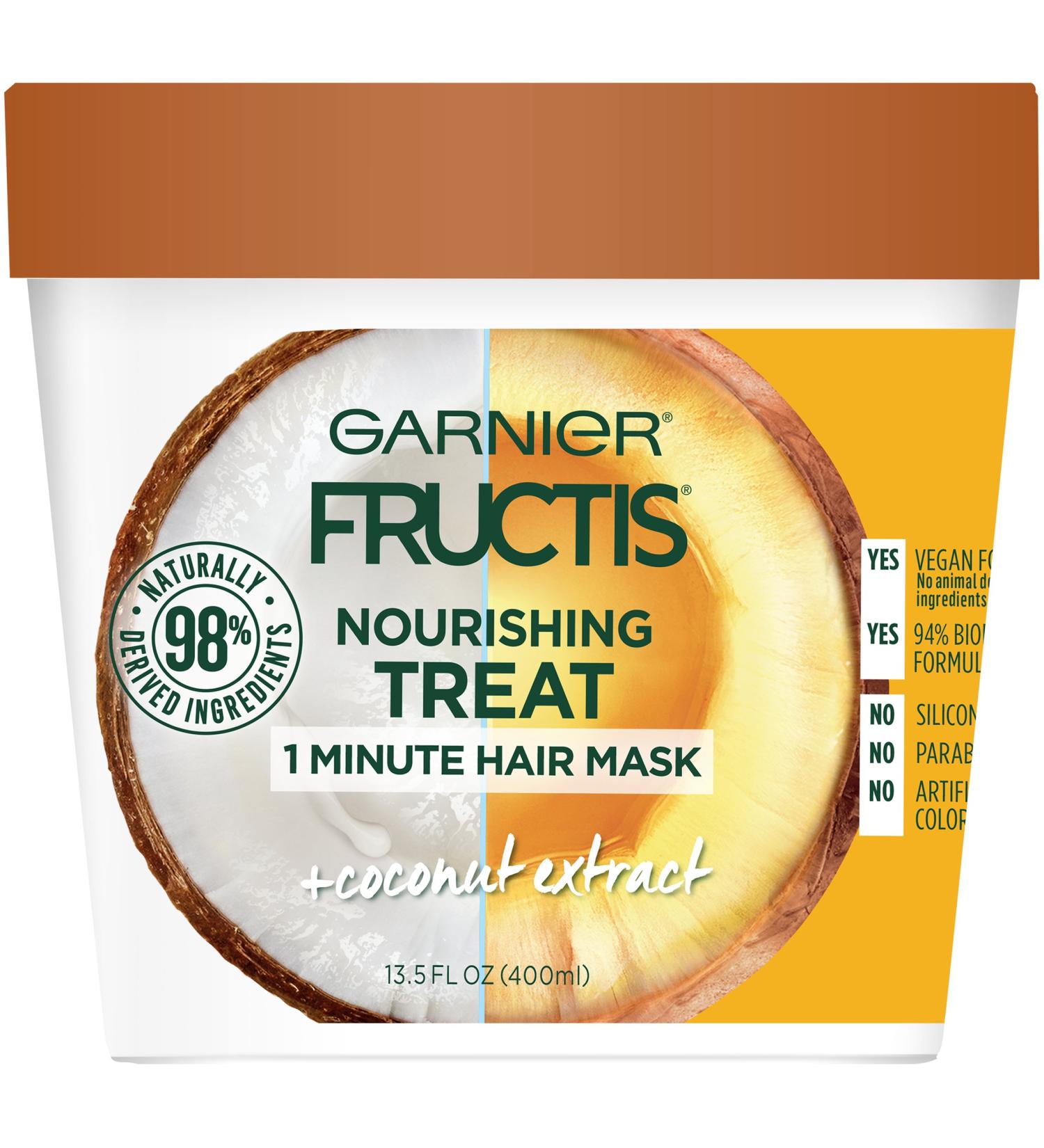 Garnier Fructis Nourishing Treat 1 Minute Hair Mask 13.5 Fl Oz - Coconut | Single Pack - Buy Online on GoSupps.com