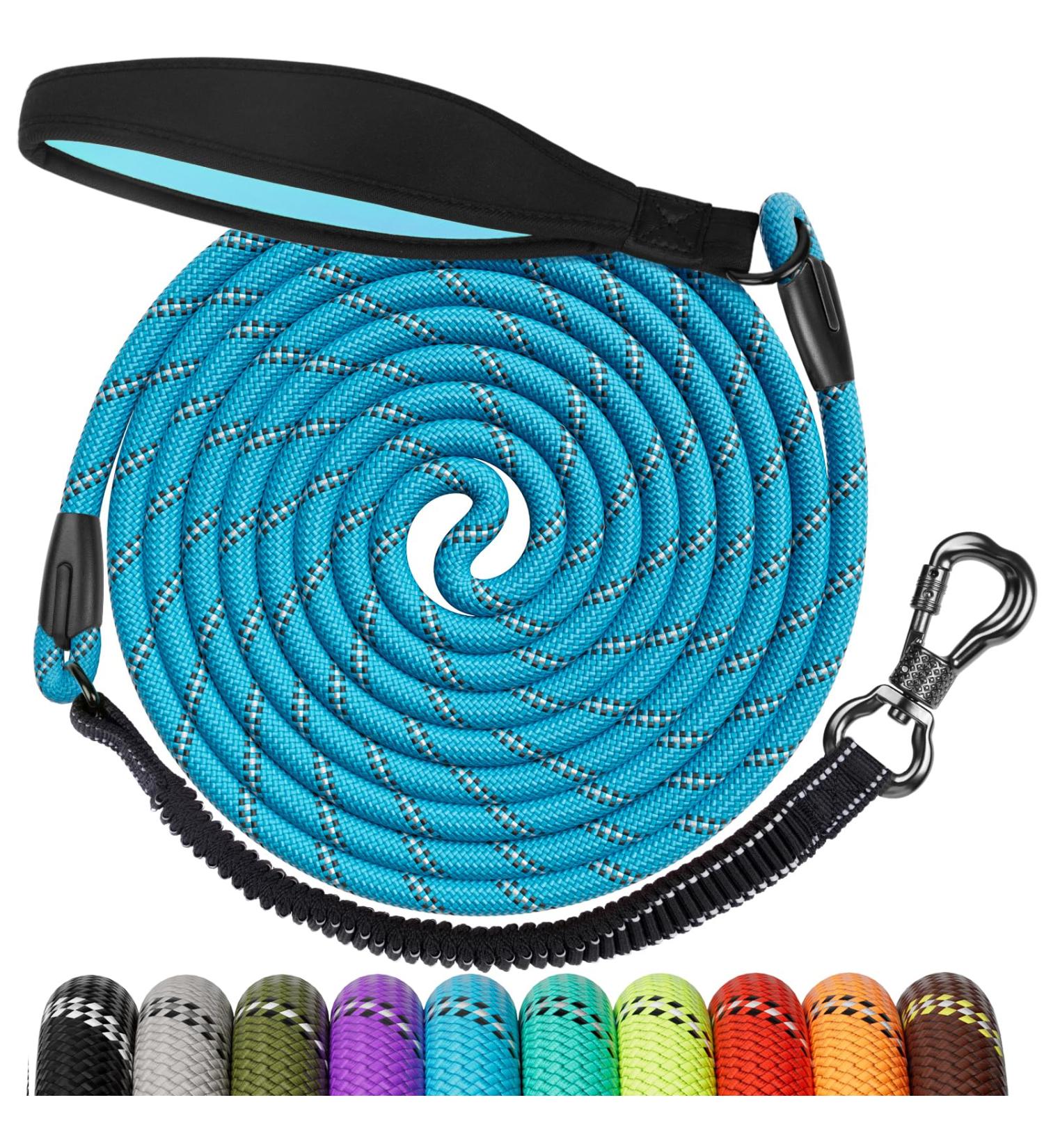 Shop Aystkniet Bungee Tow Leash for Dogs - 30m Shock-Absorbing Dog Leash with Padded Handle & Lockable Hook - Perfect for Medium & Large Dogs - Blue - Buy Online on GoSupps.com
