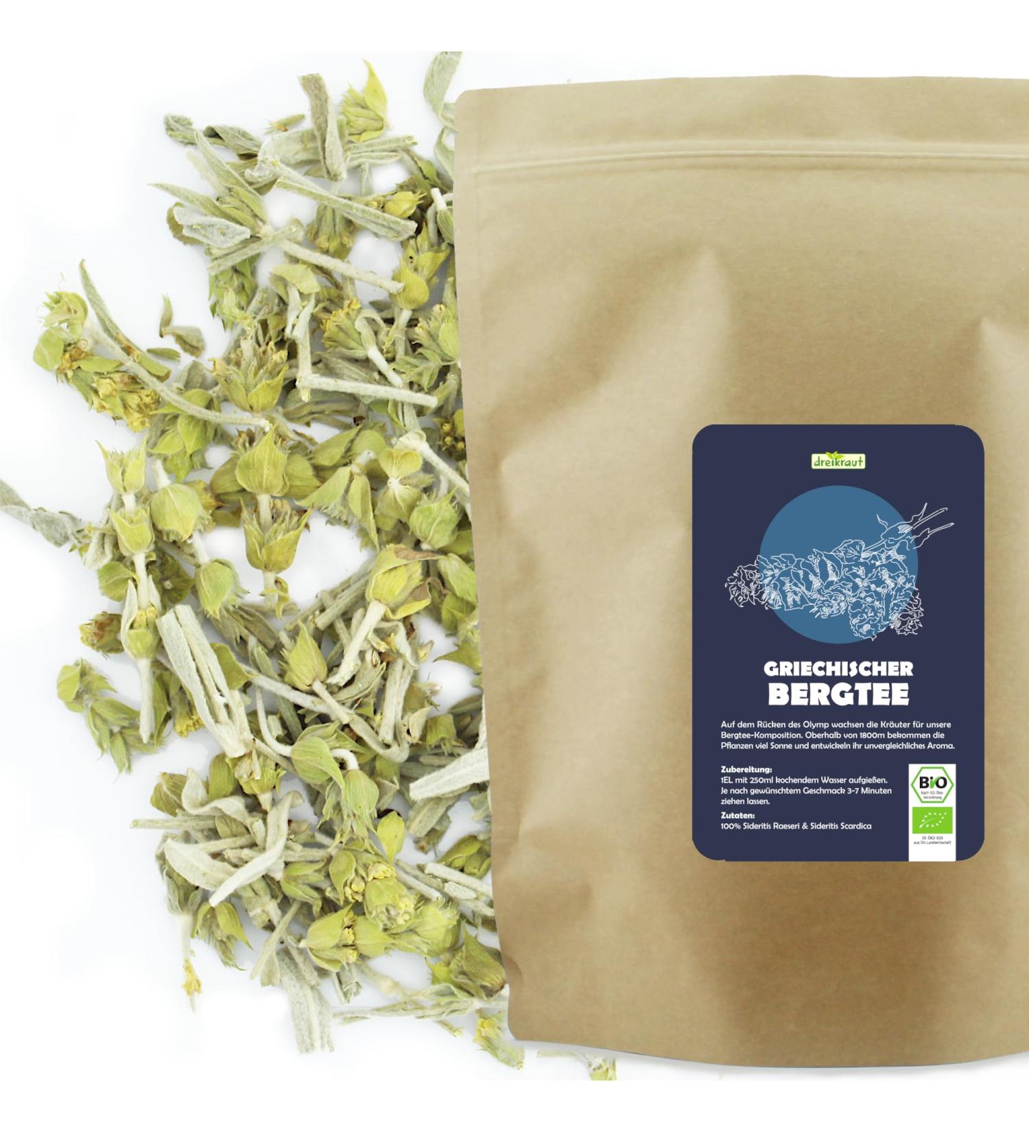  dreikraut dreikraut Organic Greek Mountain Tea - 300g - Traditional Culture on Olympus - Sideritis scardica raeseri - Rich taste - Invigorating fragrance - Buy Online on GoSupps.com