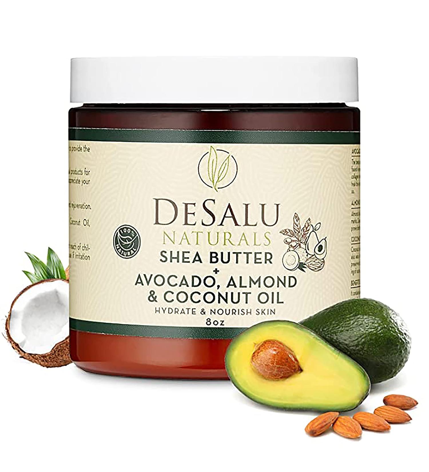 Desalu Naturals Pure Unrefined Shea Butter with Avocado, Almond, and Coconut Oil - 100% Natural African Shea Butter for All Skin Types - Buy Online on GoSupps.com