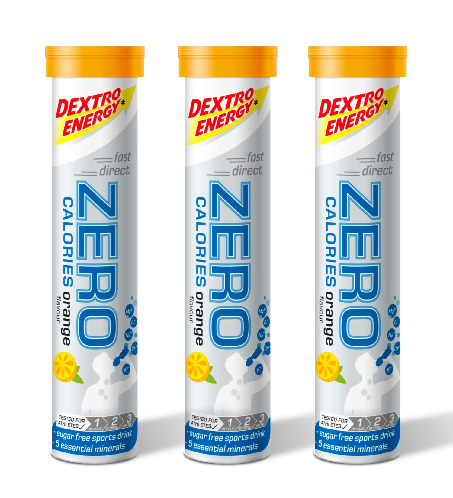 Dextro Energy Zero Calories Electrolyte Drink - Orange | 3 Tubes 60 Tablets - Buy Online on GoSupps.com