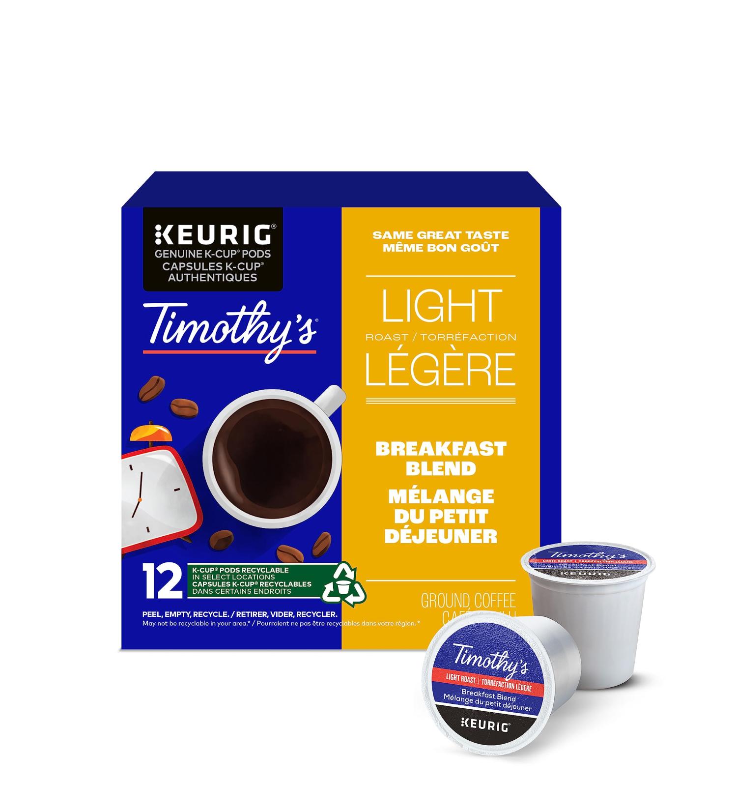 Timothy's Breakfast Blend K-Cup Coffee Pods 12 Count For Keurig Coffee Makers Breakfast Blend 12 count (Pack of 1) - Buy Online on GoSupps.com