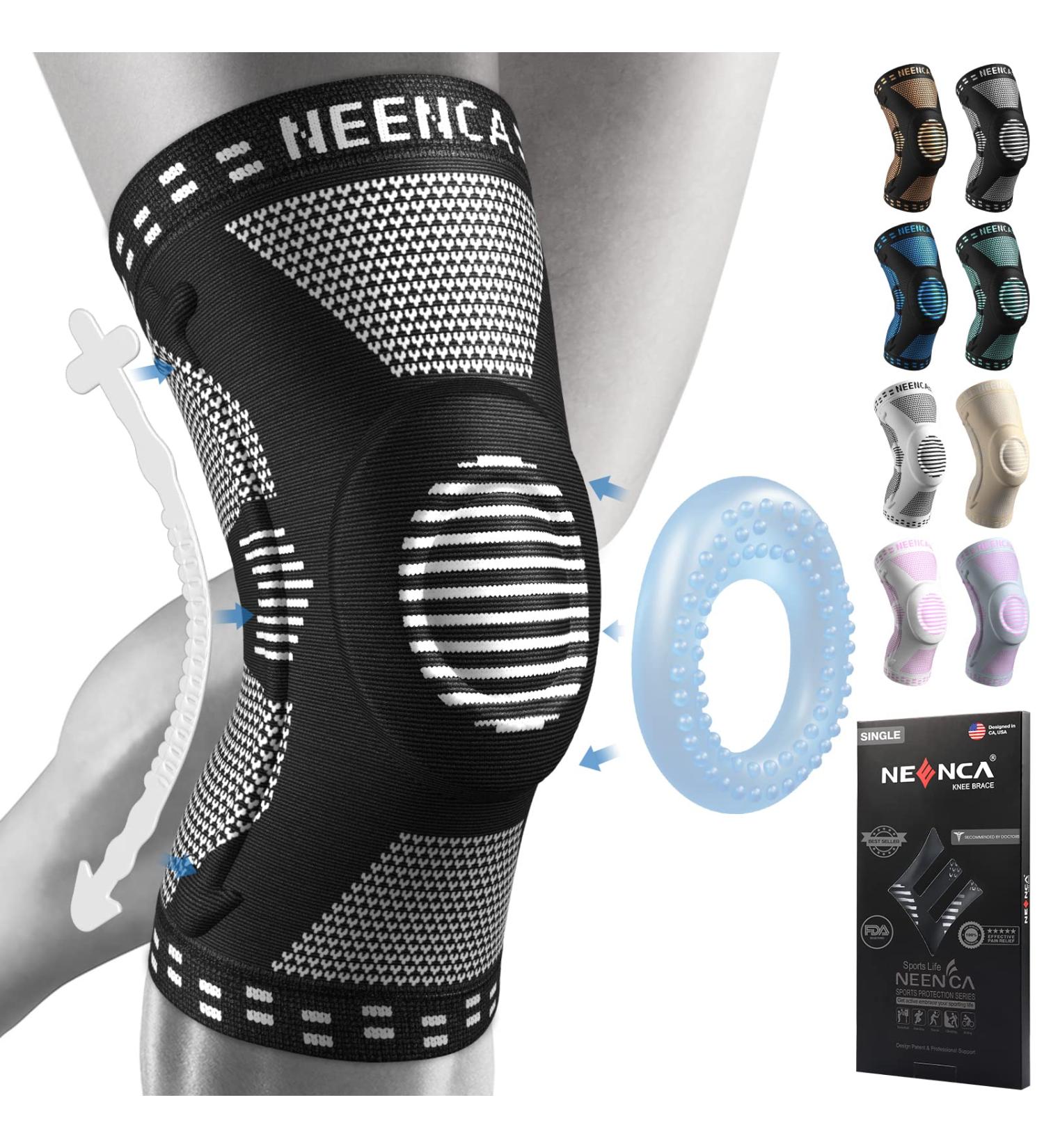 NEENCA Professional Knee Brace Knee Compression Sleeve Support for Men Women with Patella Gel Pads & Side Stabilizers Medical Grade Knee Pads for Running Meniscus Tear ACL Arthritis Joint Pain Relief L Black - Buy Online on GoSupps.com