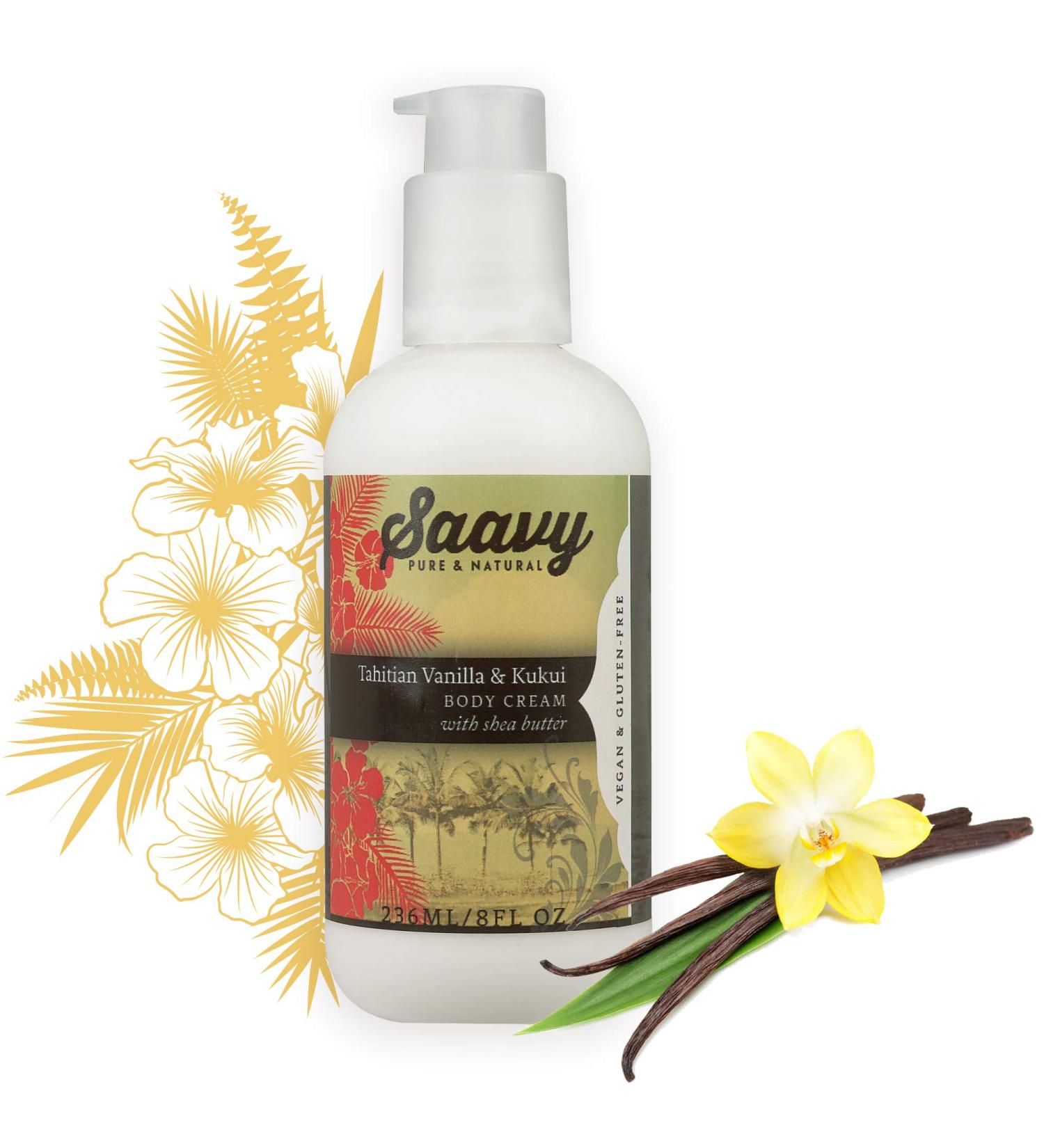 Tahitian Vanilla & Kukui Body Cream - All-Natural Vegan Moisturizer | Gluten Free Skin Care | 8 oz - International Shipping Available - Buy Online on GoSupps.com