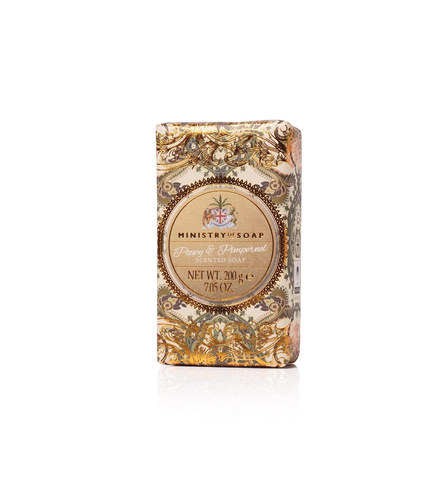 Ministry of Soap Ornate Extravagence Wrapped Soap Naturally Coloured Triple-Milled Soap Poppy and Pimpernel 200g - Buy Online on GoSupps.com