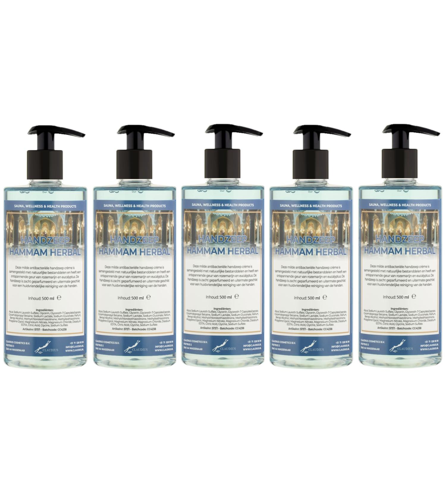 Claudius Hammam Herbal Hand Soap 500ml - With Pumps - Pack of 5