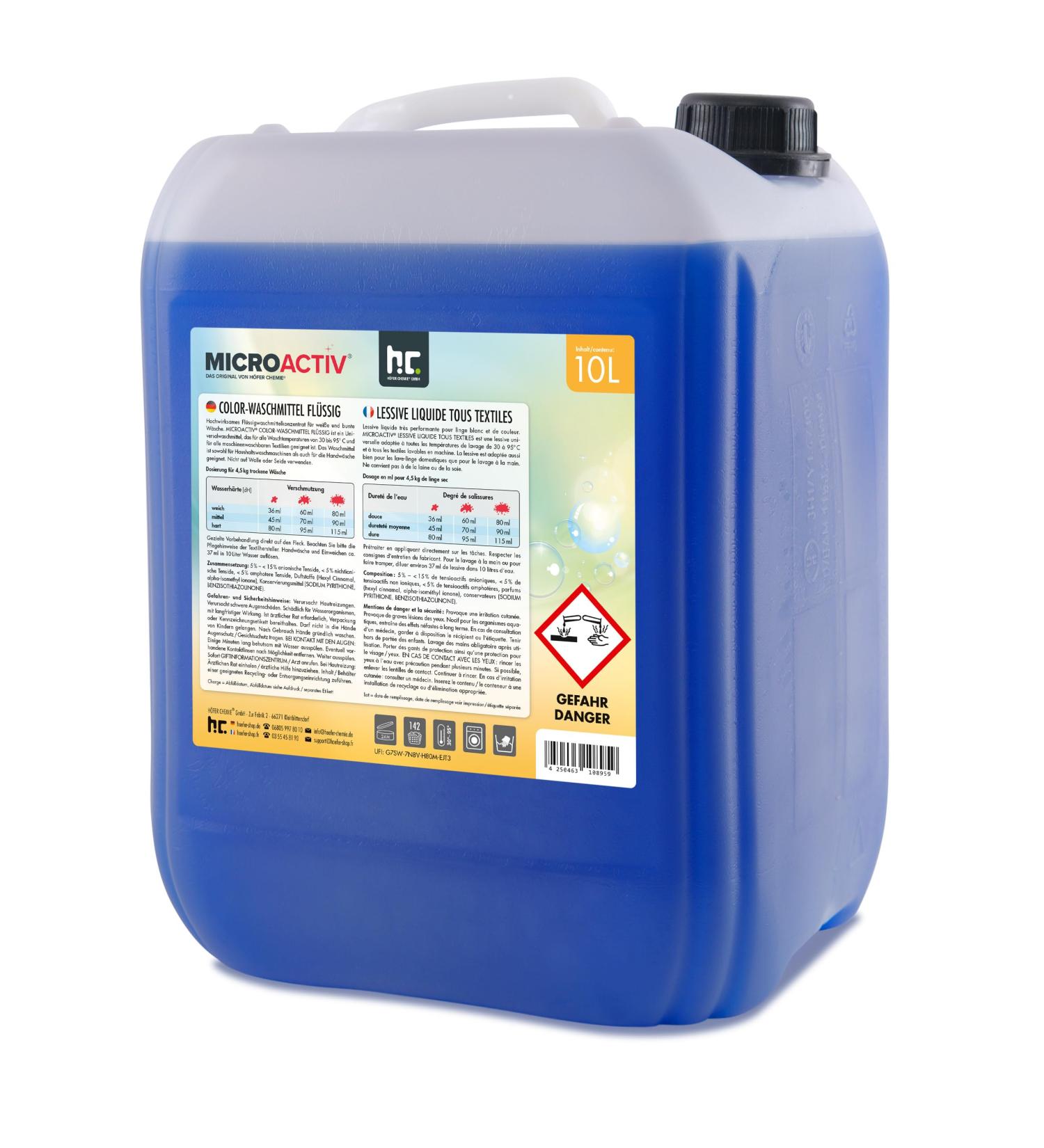 H fer Chemie Liquid Laundry Detergent (10 L) Ecological for White and Coloured Laundry Superior Cleaning Power Pleasant Fragrance - Buy Online on GoSupps.com