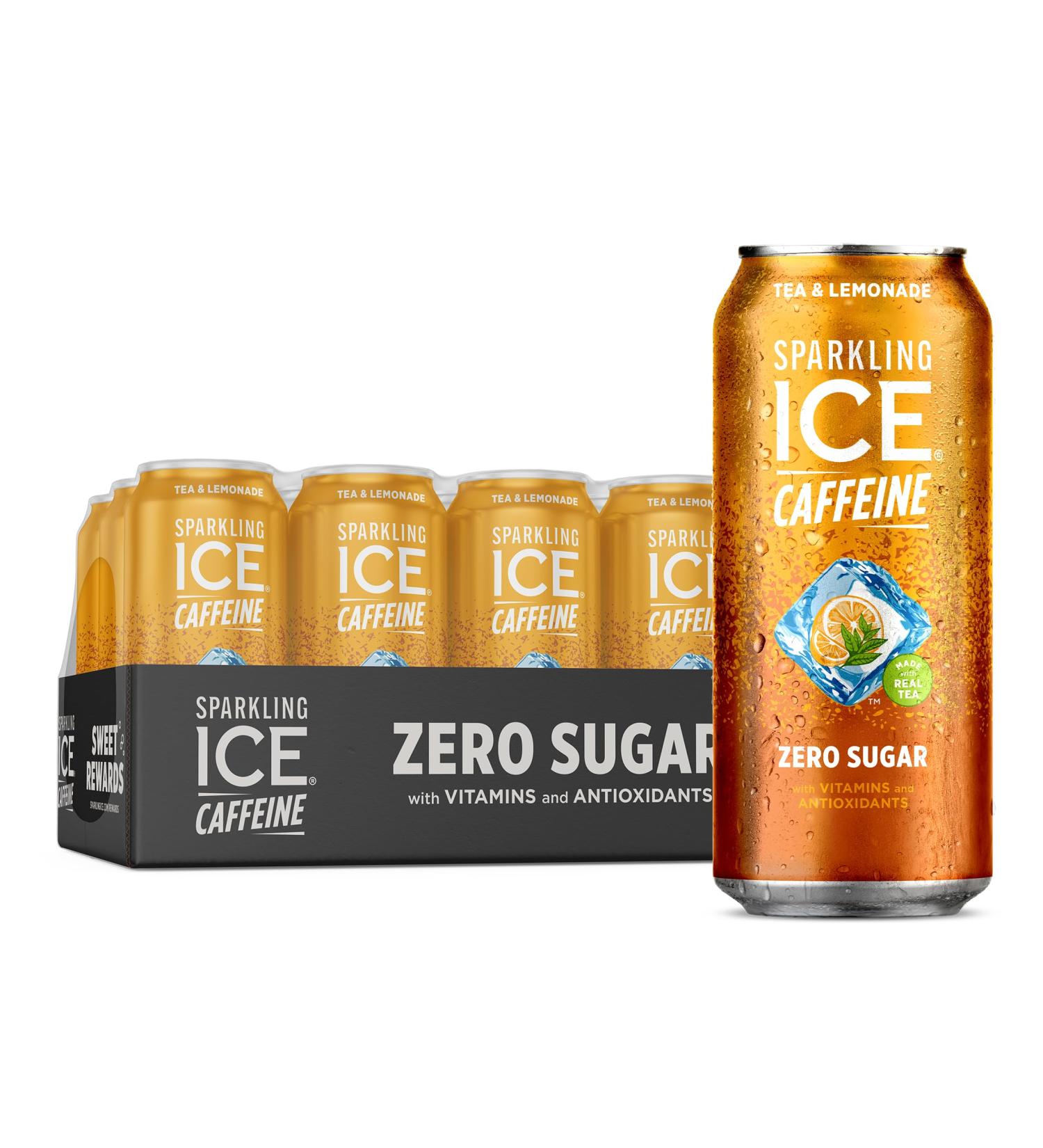 Sparkling Ice +Caffeine Tea Lemonade - Zero Sugar Sparkling Water with Antioxidants | 16 fl oz Cans (12 Pack) - International Shipping Available - Buy Online on GoSupps.com