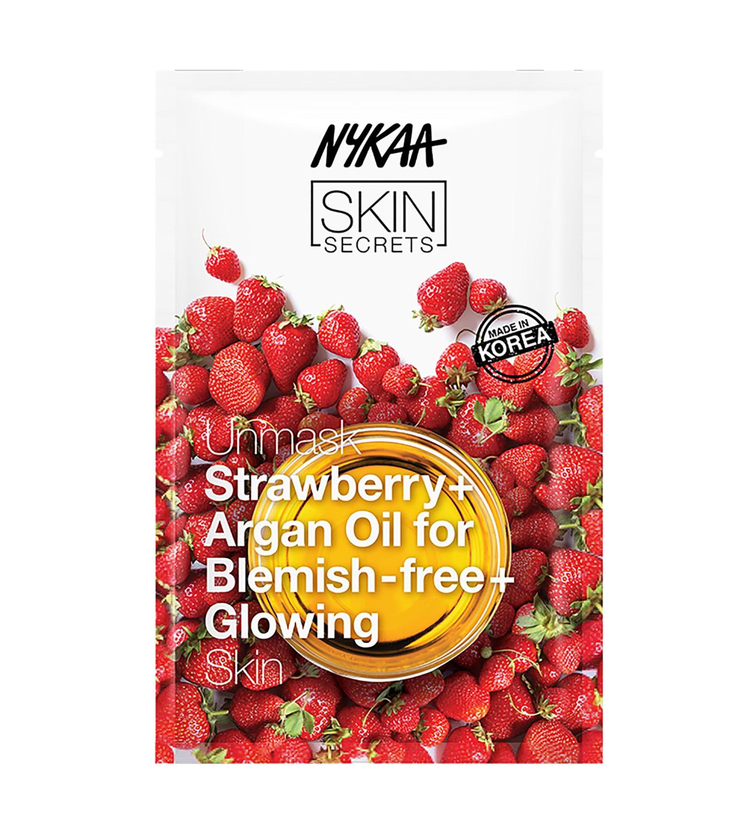 Nykaa Naturals Skin Secrets Bubble Sheet Mask - Strawberry & Argan Oil for Dull Dry Skin | Reduces Dark Spots & Blemishes - 0.67 oz - Buy Online on GoSupps.com