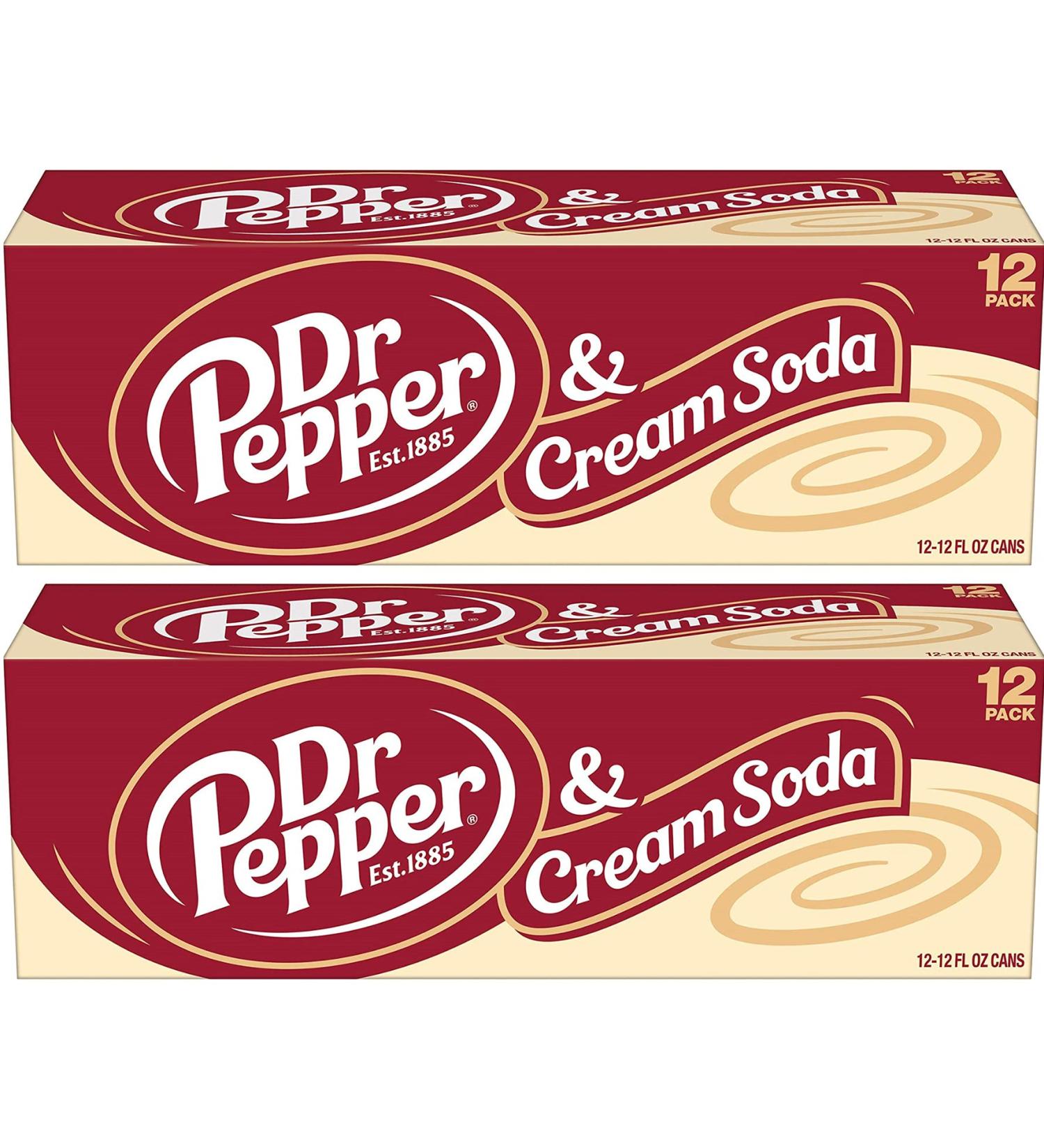 Dr Pepper & Cream Soda 355ml x 12 Bundle (2 Pack 24 Cans)