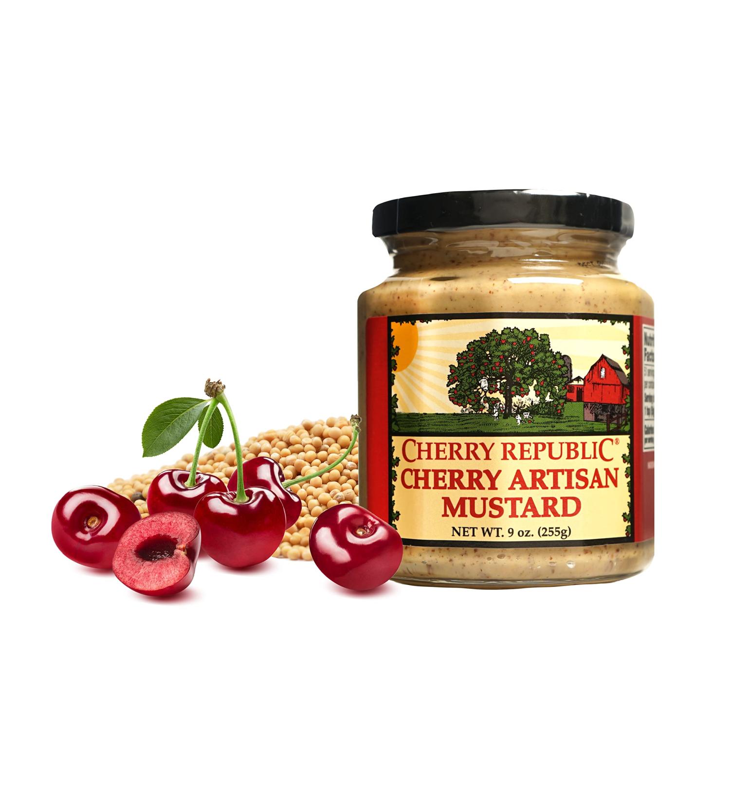 Cherry Artisan Mustard - Michigan Tart Cherries - Mild and Sweet Condiment - 9 oz - Buy Online on GoSupps.com