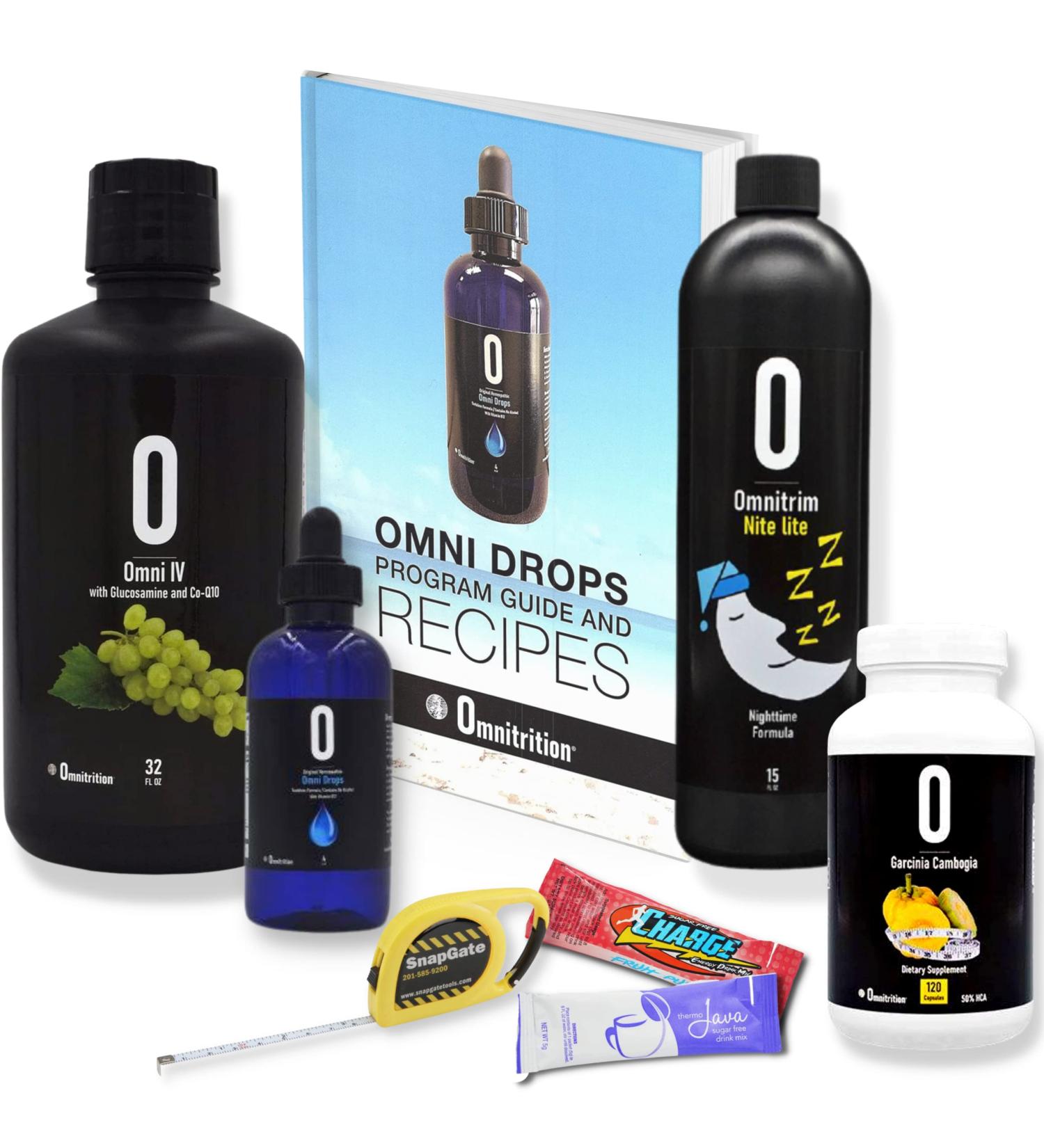 Omnitrition Omni Drop Program Bundle - 4 oz Bottle, B12 Program Guide, Omni IV, Glucosamine, Nite Lite, Garcinia Cambogia Samples & Carabiner - Buy Online on GoSupps.com