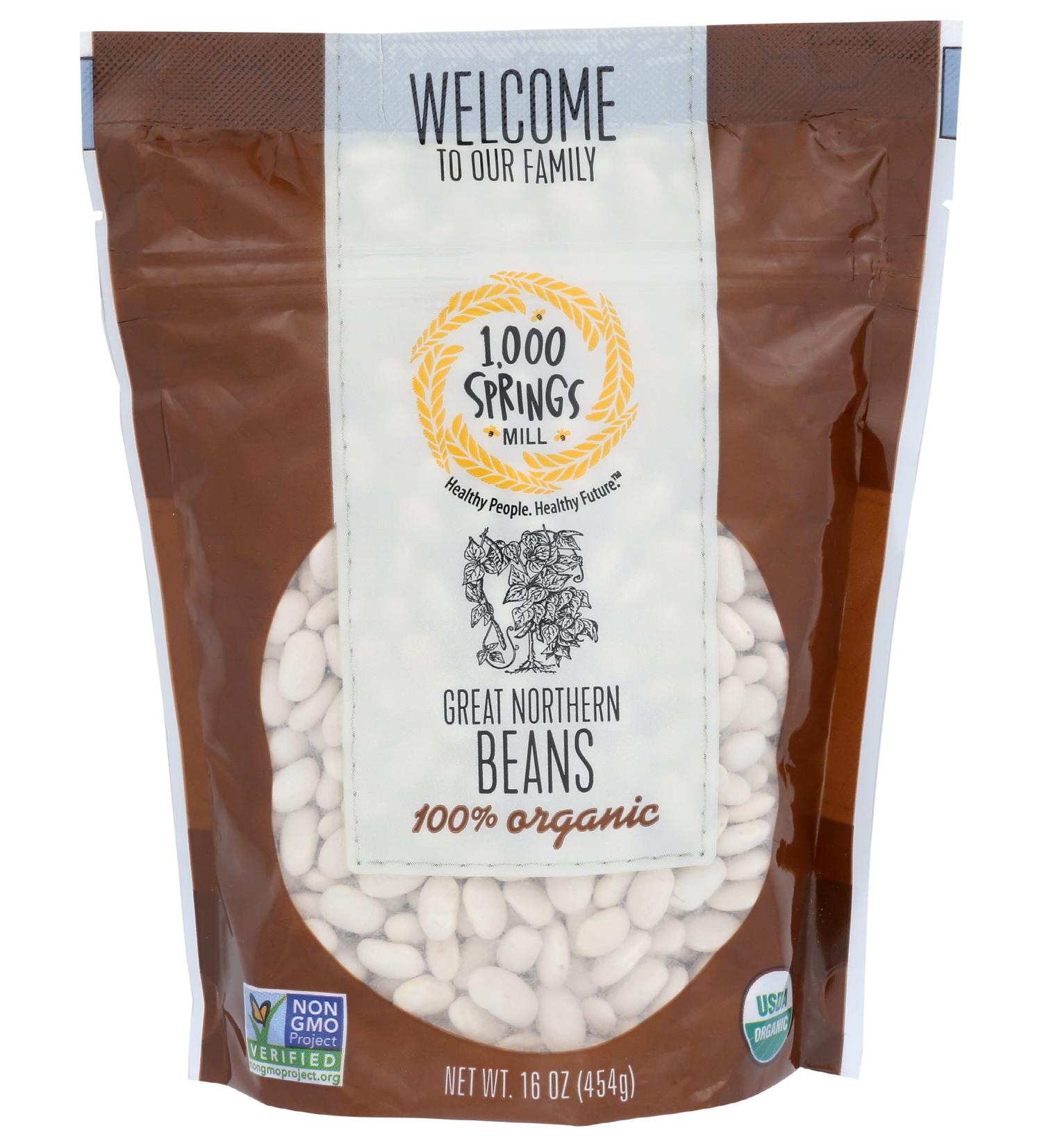 1000 Springs Mill Organic Great Northern Beans 16 oz - 1 lb (Pack of 1) | Buy Online - Buy Online on GoSupps.com