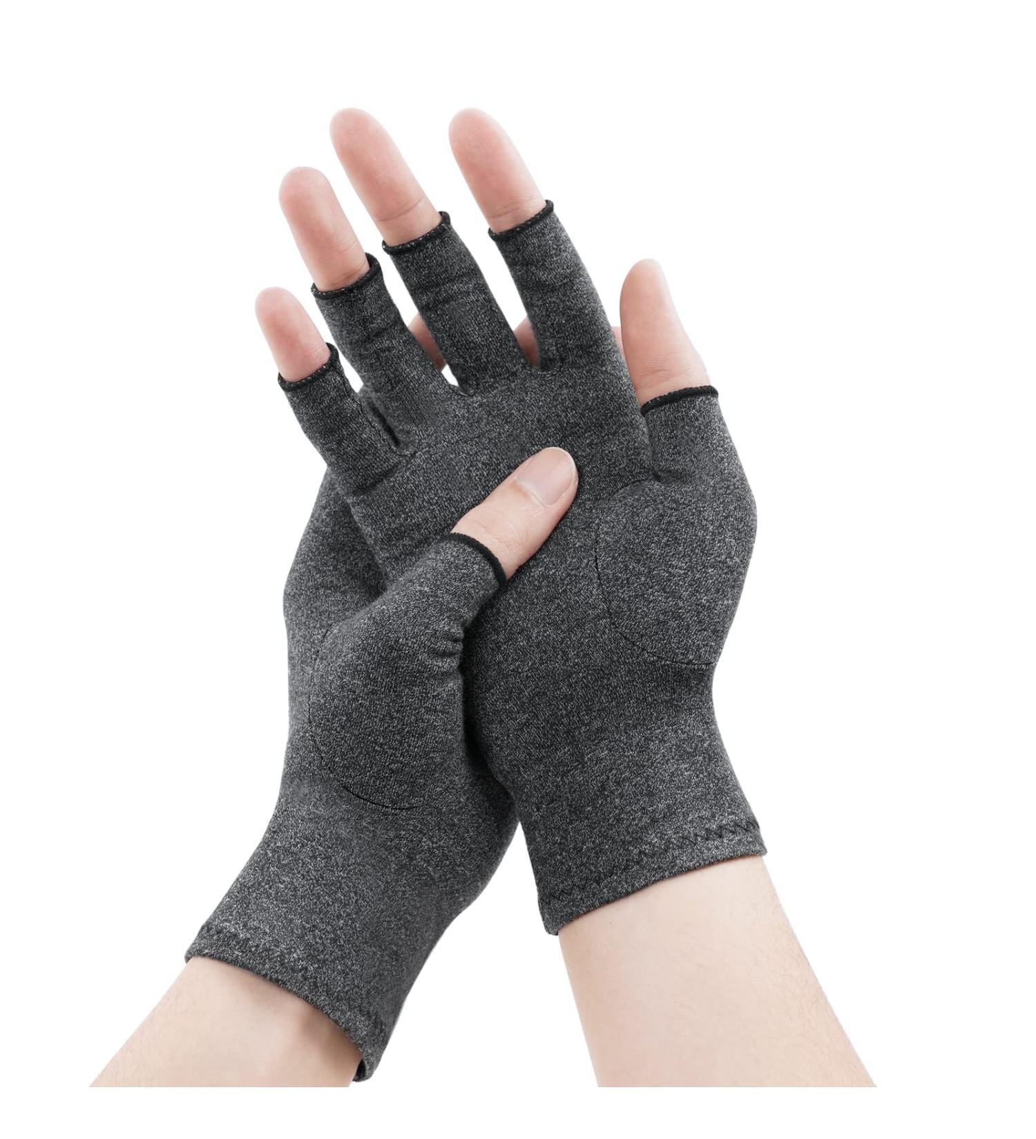 ACWOO Arthritis Relief Compression Gloves - Fingerless Design for Men & Women, Size L, Grey - Buy Online on GoSupps.com