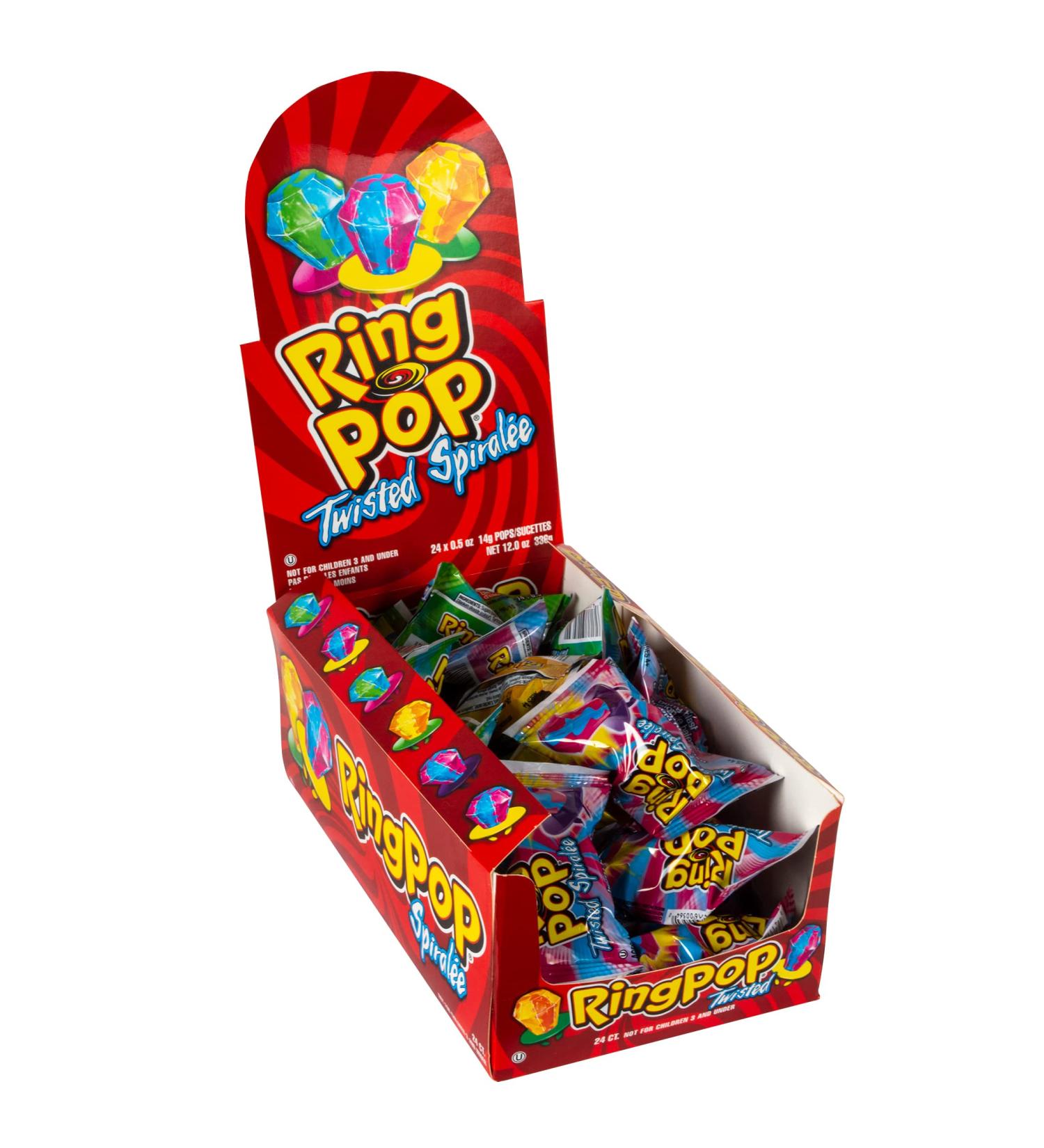 Twisted Ring Pops Candy - Assorted Fruit Flavour - Display of Individually Wrapped Bulk Lollipops - Fun Candy for Birthdays and Parties 24 Pack - Buy Online on GoSupps.com