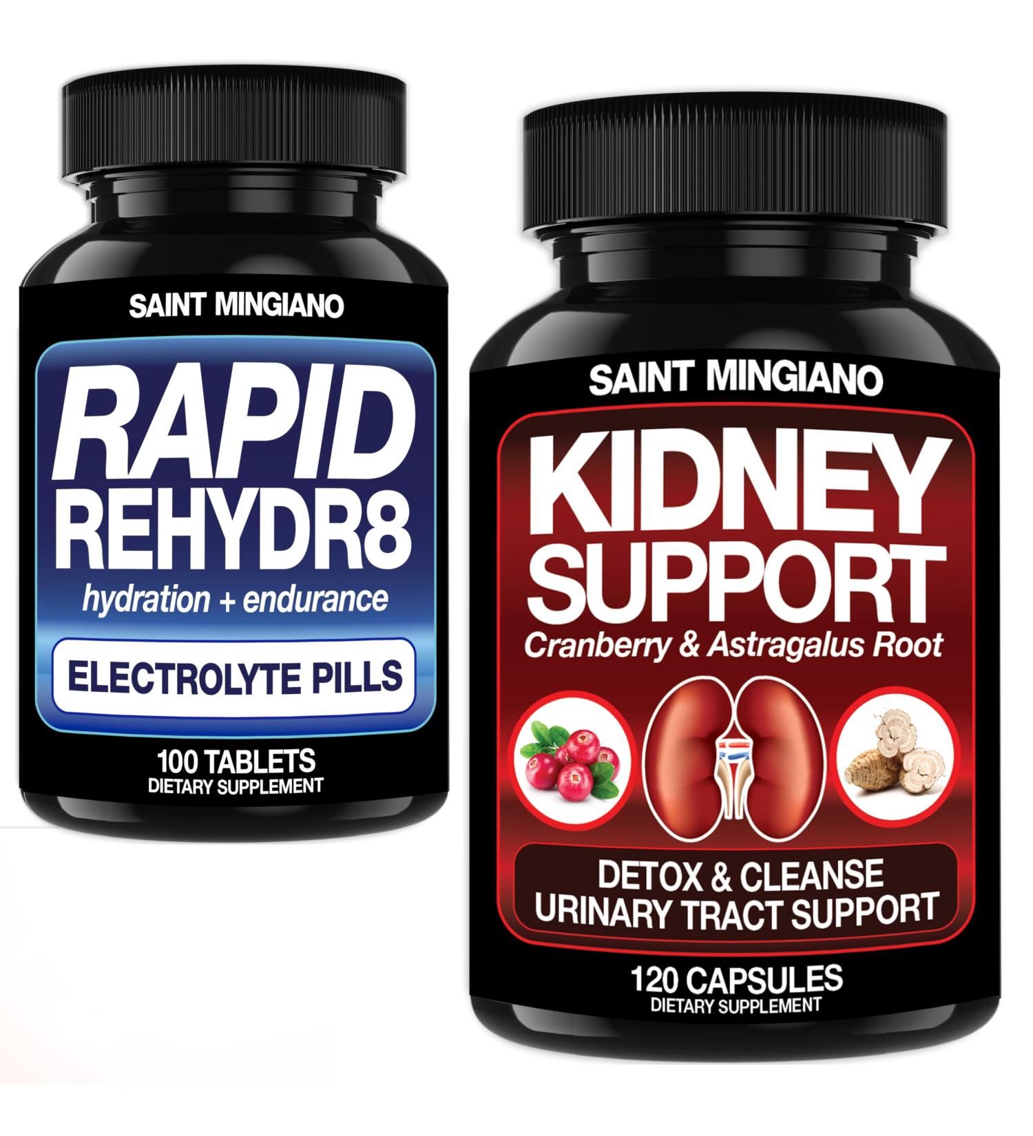 Saint Mingiano Kidney Support Cleanse Detox & Repair - with - Rapid Rehydr8 Electrolyte Tablets - Buy Online on GoSupps.com