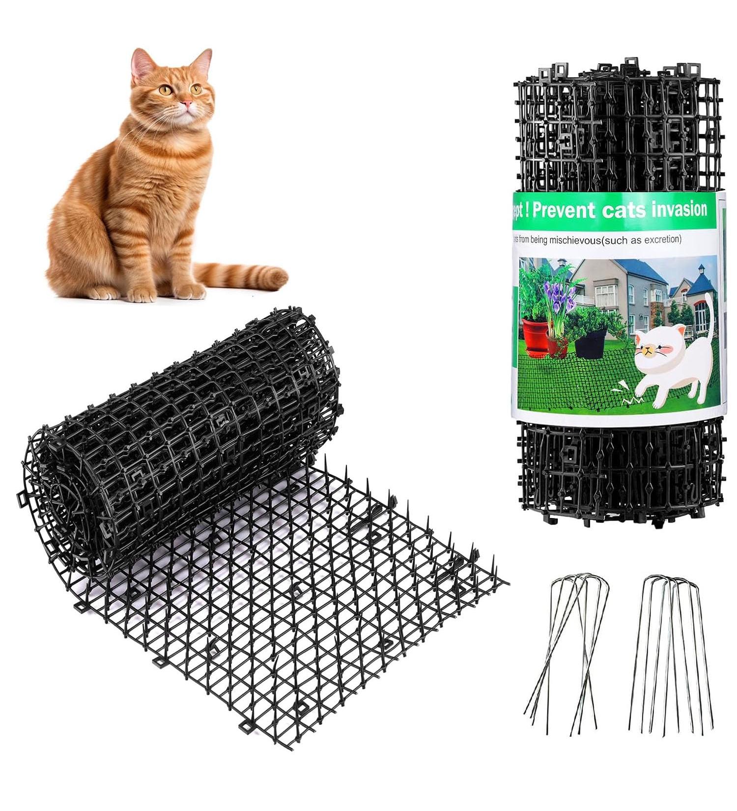 MEISO Cat Scat Spike Mat 6.5FT / 2M Pet Deterrent Spikes Prickle Mat with 8 Garden Staples Plastic Scat Mat Animals Prickle Strips Scat Mat for Garden Porch Home Stop Dog Digging Keep Cat Away - Buy Online on GoSupps.com