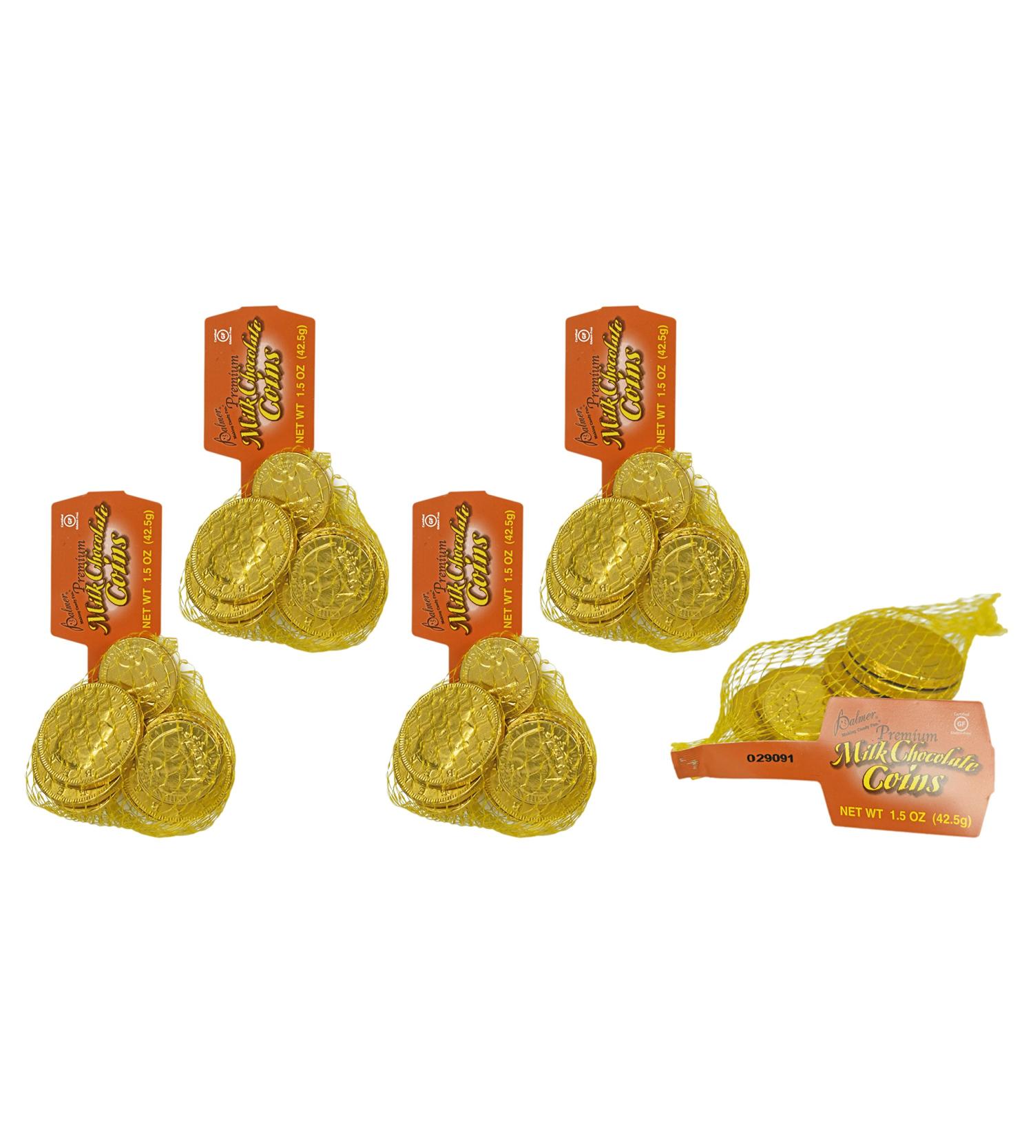 45 Palmer's Premium Milk Chocolate Coins - 5 Bags of Coins - Perfect Party Favor, Table Scatter, Easter Egg Filler, and More! 45 Piece Assortment