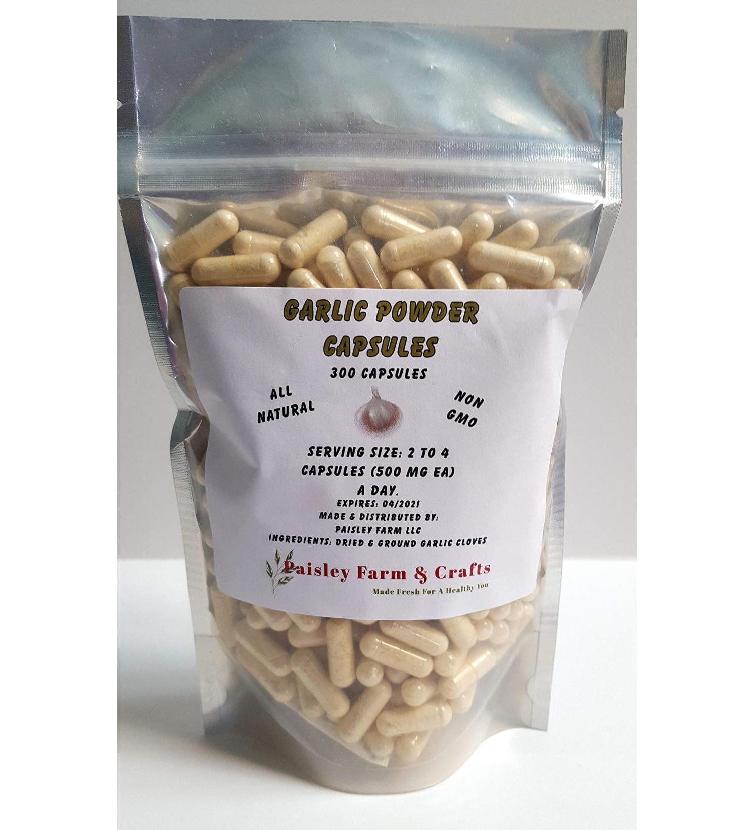 Paisley Farm and Crafts Garlic Capsules - Variety Pack Sizes - Made Fresh On Demand! (300 Pk)