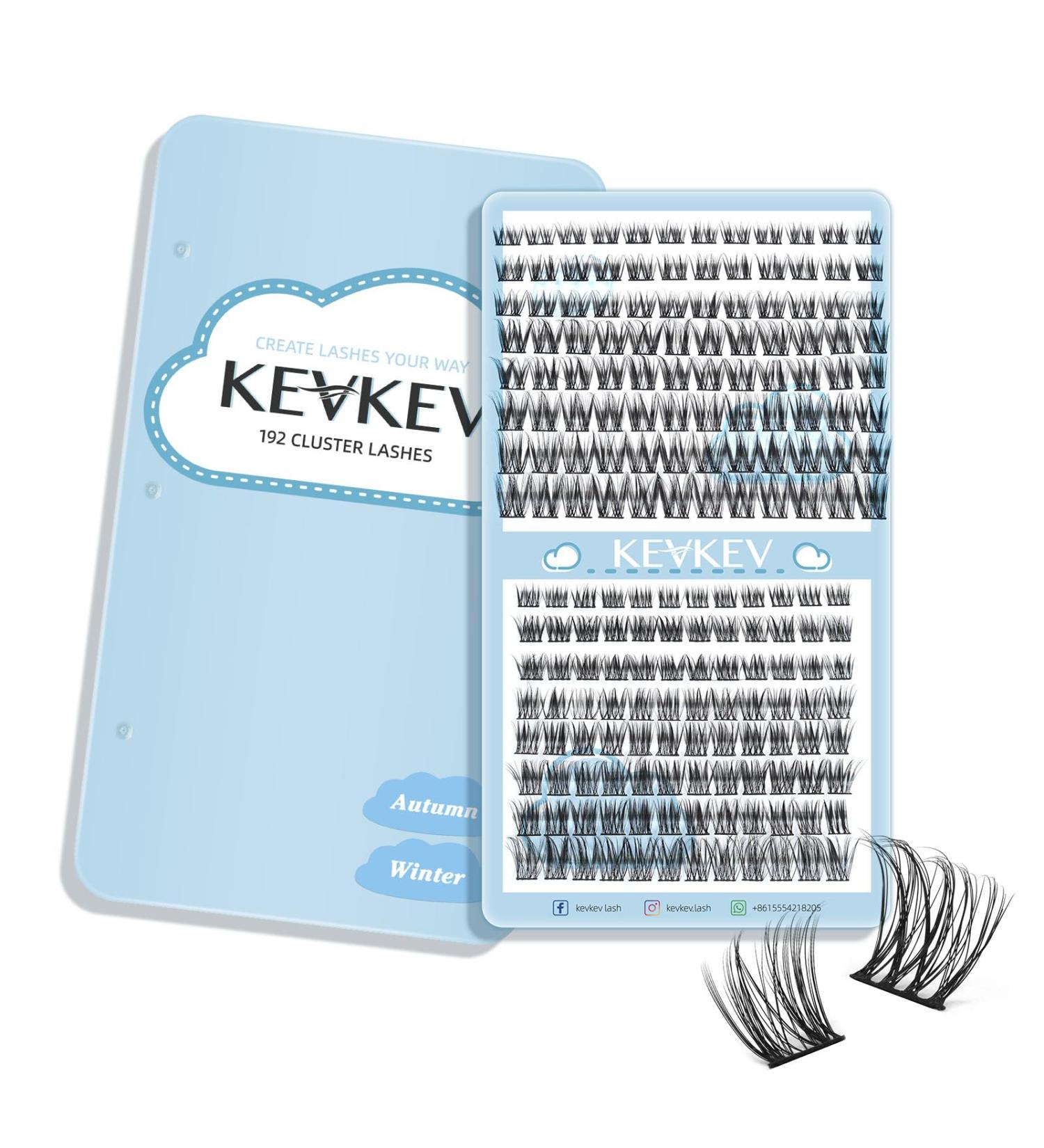 KevKev Lash Clusters 192 Pcs - Mixed Styles for DIY Eyelash Extensions - Thin Band & Soft Lashes - Autumn & Winter D-Mix (8-16mm) - Buy Online on GoSupps.com