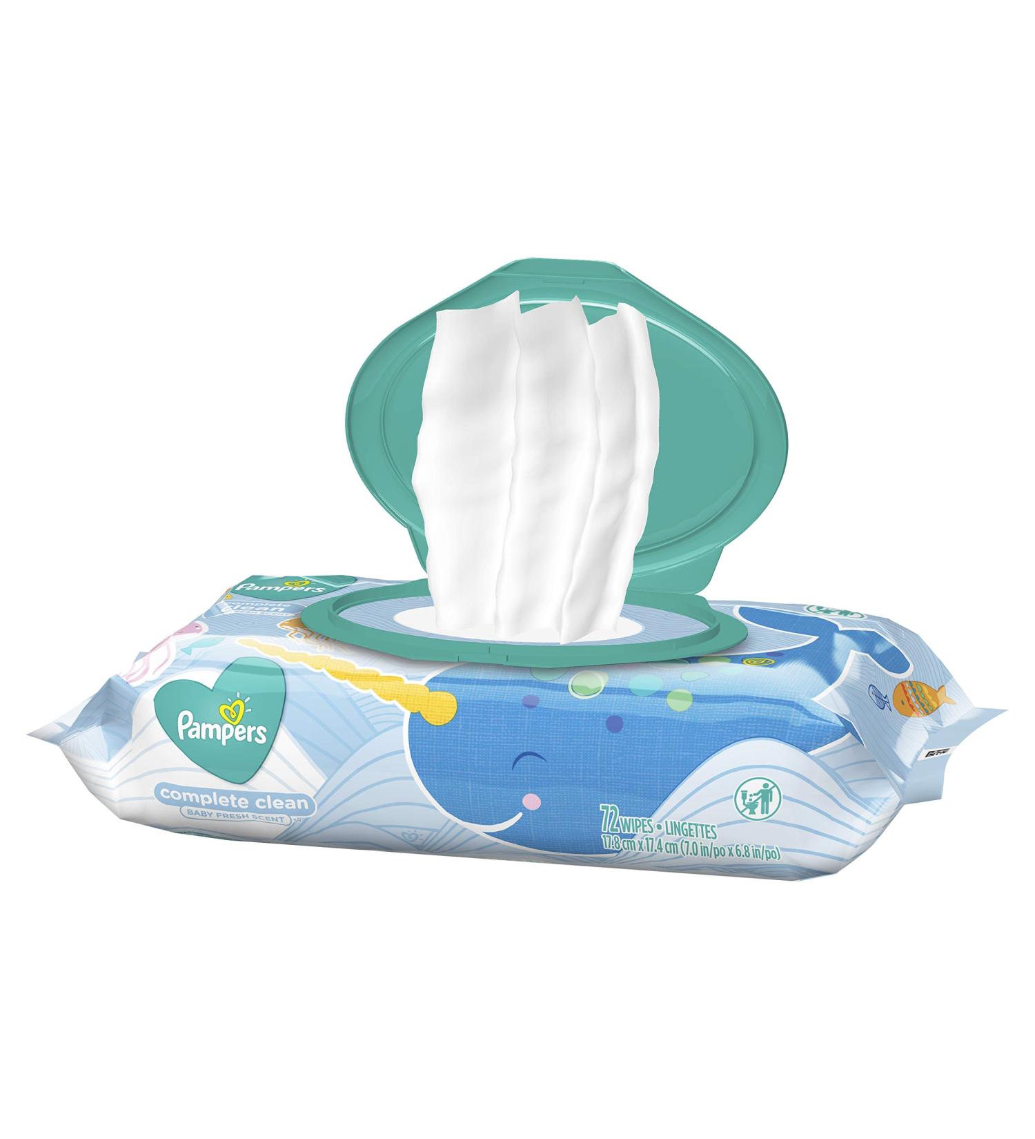 Pampers Complete Clean Baby Wipes, Baby Fresh Scent - 72 Count Pop-Top Pack - Buy Online on GoSupps.com