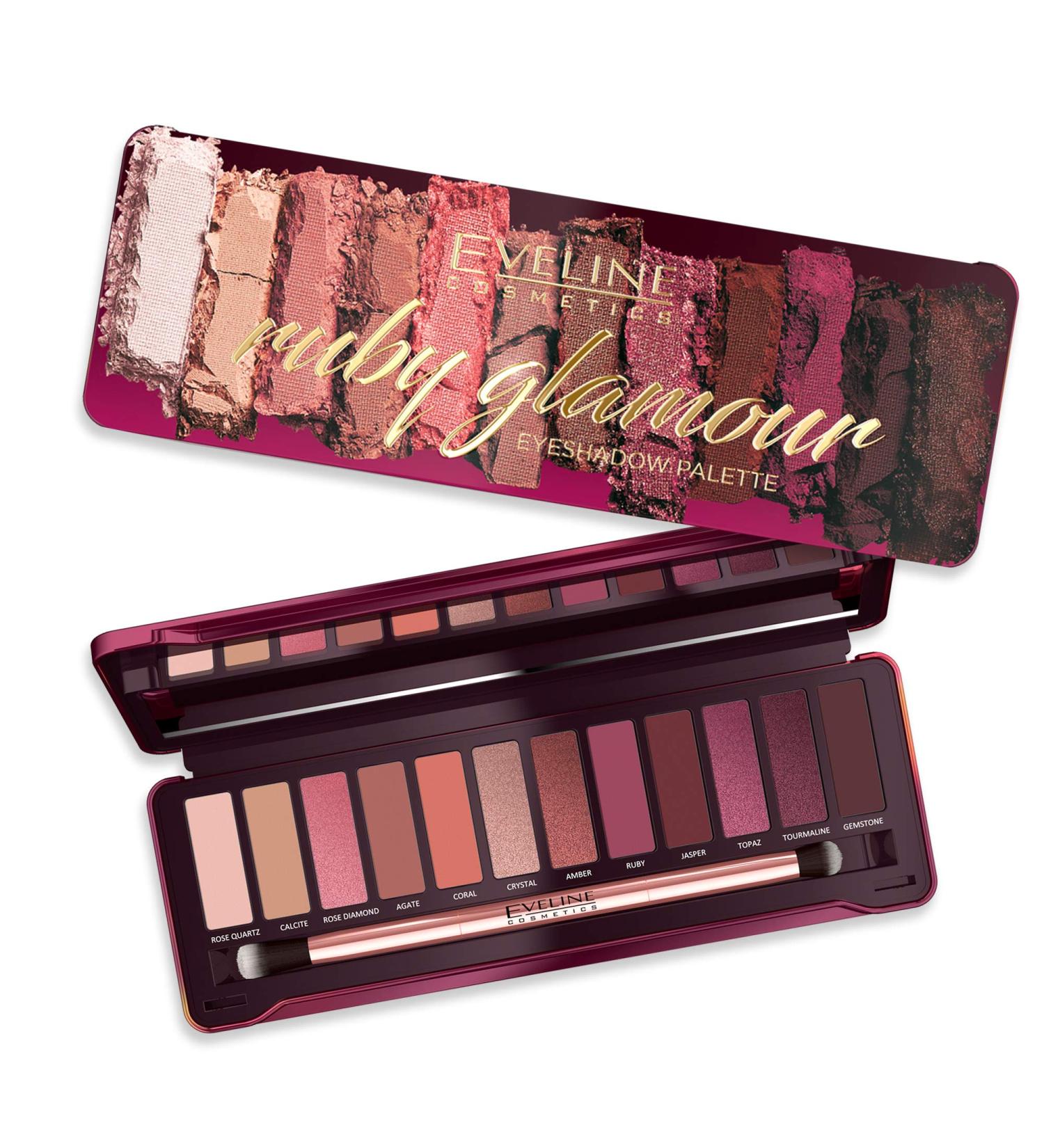 Eveline Cosmetics Ruby Glamour Palette | 12 Highly Pigmented Eye Shadows for Stunning Looks - Shop Internationally - Buy Online on GoSupps.com