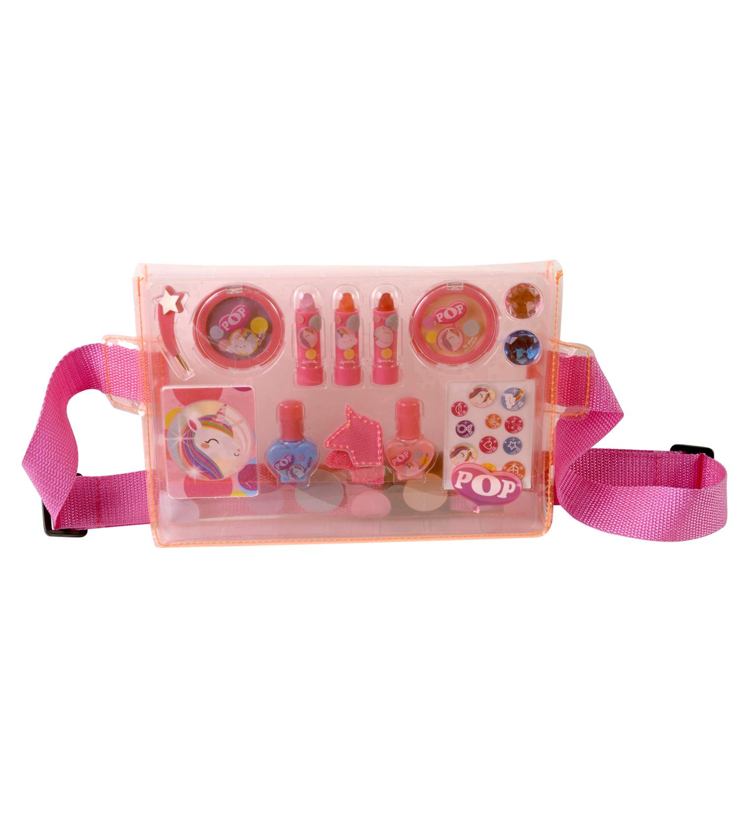 Markwins POP GIRL Makeup Belt - Makeup Set for Kids - Trendy Belt with Makeup for Girls Manicure Kit and Accessories - Gift for Girls - Neon Pink