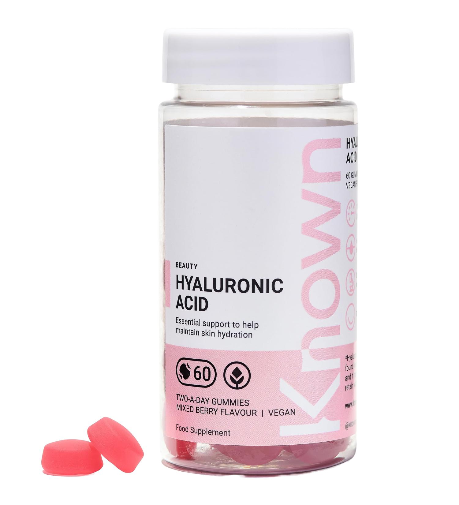 Known Nutrition Vegan Hyaluronic Acid Gummies - Skin Hydration Support - Mixed Berry Flavor - 60 Gummies x 100mg - Pack of 1 - Buy Online on GoSupps.com