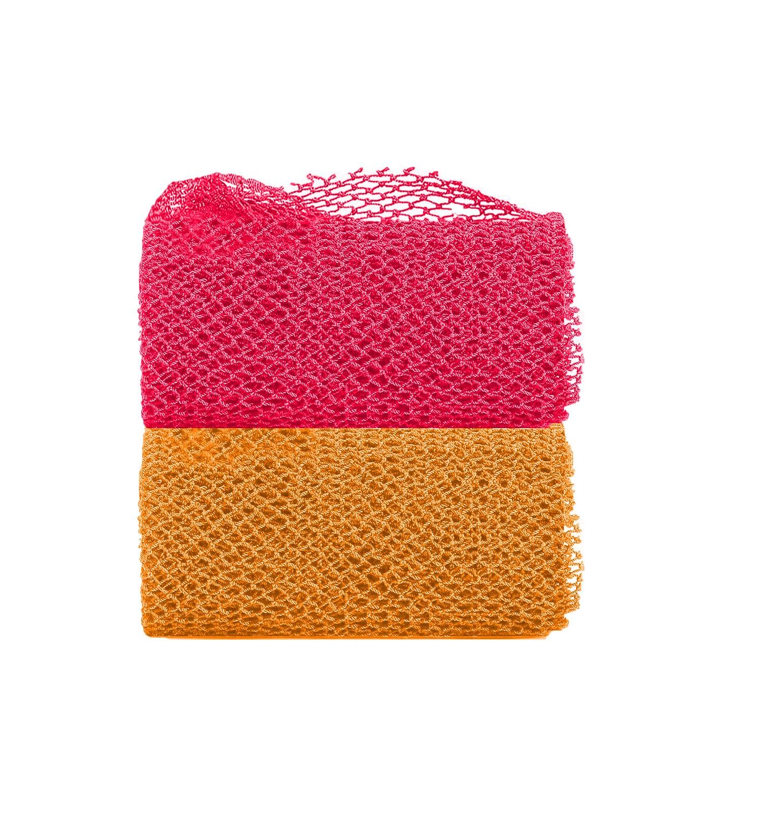 2 Pieces African Net Sponge Long Net Bath Sponge African Exfoliating Shower Body Scrubber Back Scrubber Skin Smoother Stretches to Approximately 63" (Pink&Orange) - Buy Online on GoSupps.com