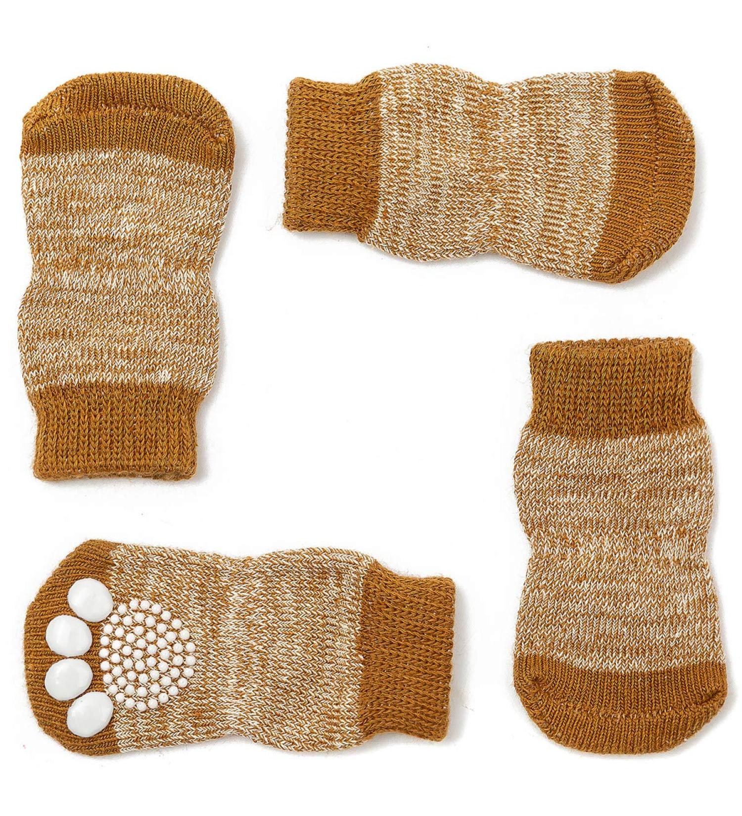 Pet Heroic Indoor Anti-Slip Socks for Dogs & Cats - 8 Sizes (S to 5XL) | Paw Protection & Traction with Silicone Gel - Brown Large - Buy Online on GoSupps.com