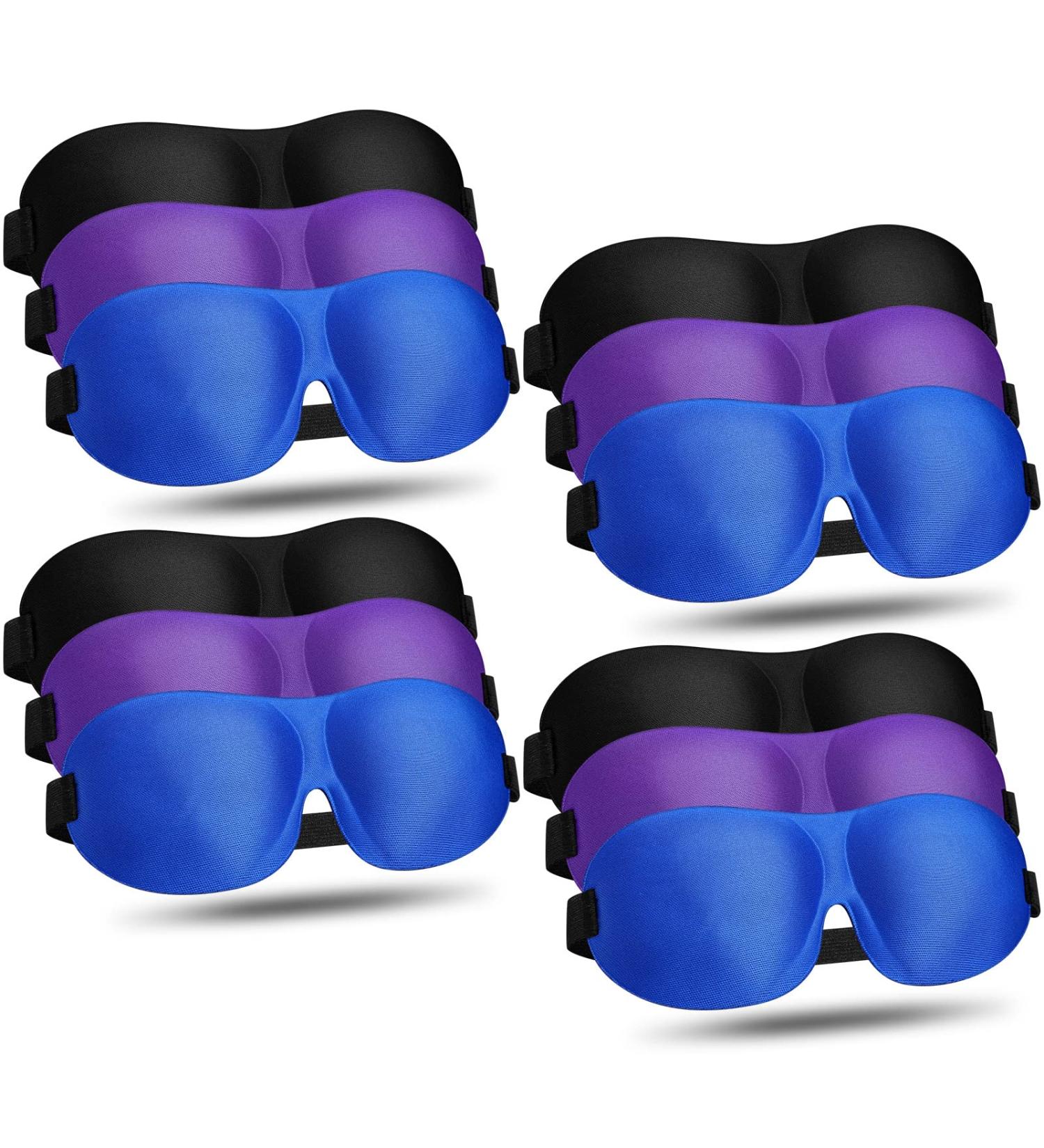 Bonuci 12 Pack Sleep Mask Blackout 3D Eye Mask - Ultralight Night Blindfold for Men Women | Adjustable Strap for Travel, Side and Back Sleepers - Purple Black Blue - Buy Online on GoSupps.com