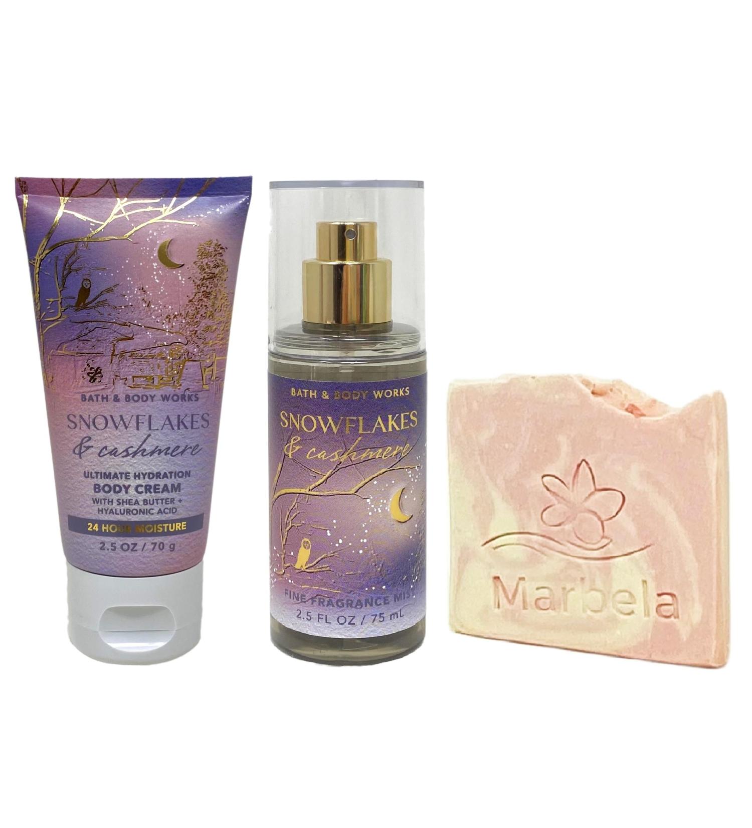 Bath & Body Works Snowflakes & Cashmere Mini Fragrance Mist and Body Cream Bundle with a Himalayan Salts Springs Sample Soap - Travel Size - Buy Online on GoSupps.com