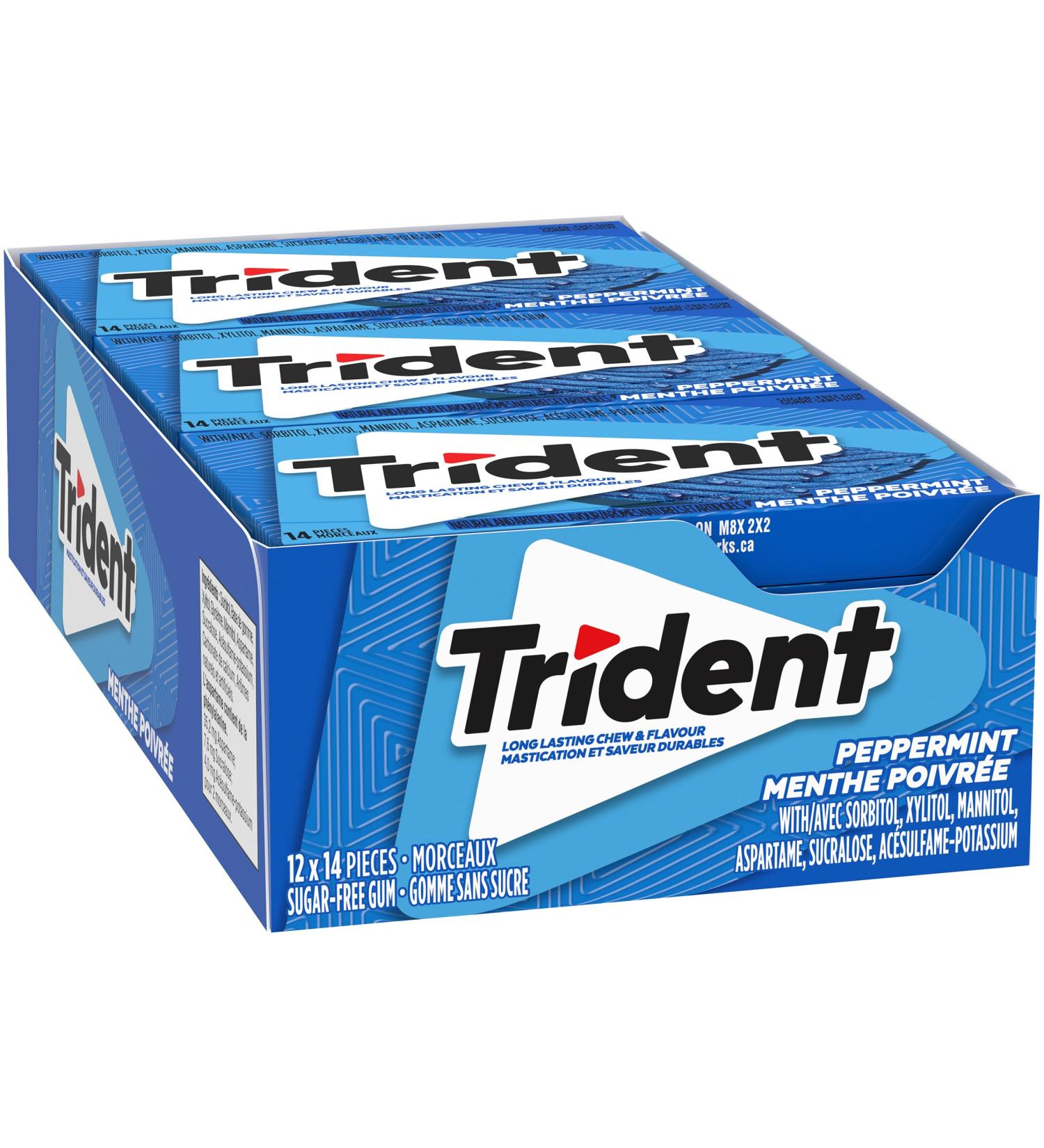 Trident Sugar Free Peppermint Gum Superpak Chewing Gum Pack of 12 Peppermint 168 count (Pack of 1) - Buy Online on GoSupps.com