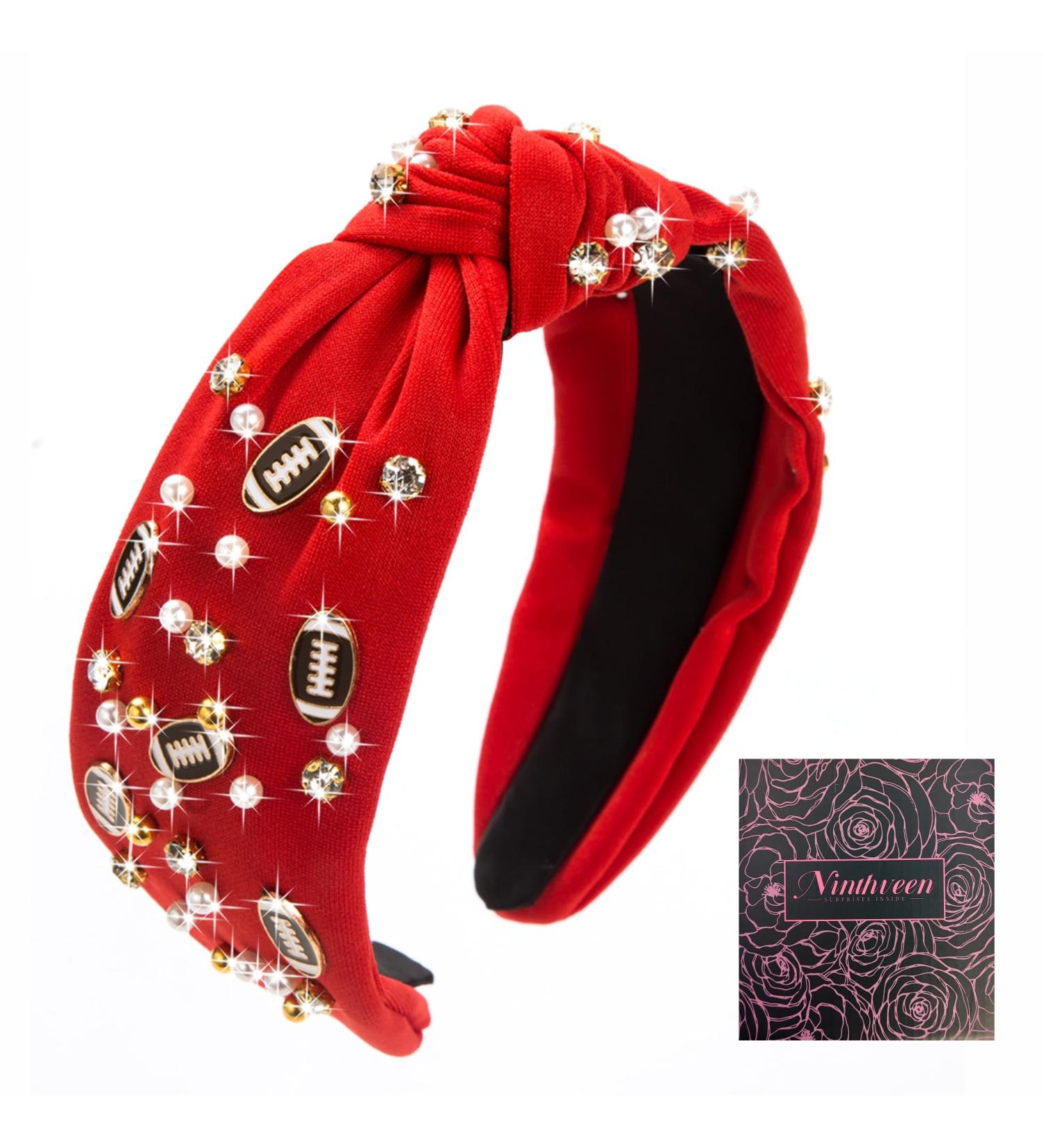 Stylish Women's Football Headband | Black Red Orange Blue | Jeweled Rhinestone Knotted Design | Perfect Gift for Mother's Day Christmas & Birthdays - Buy Online on GoSupps.com