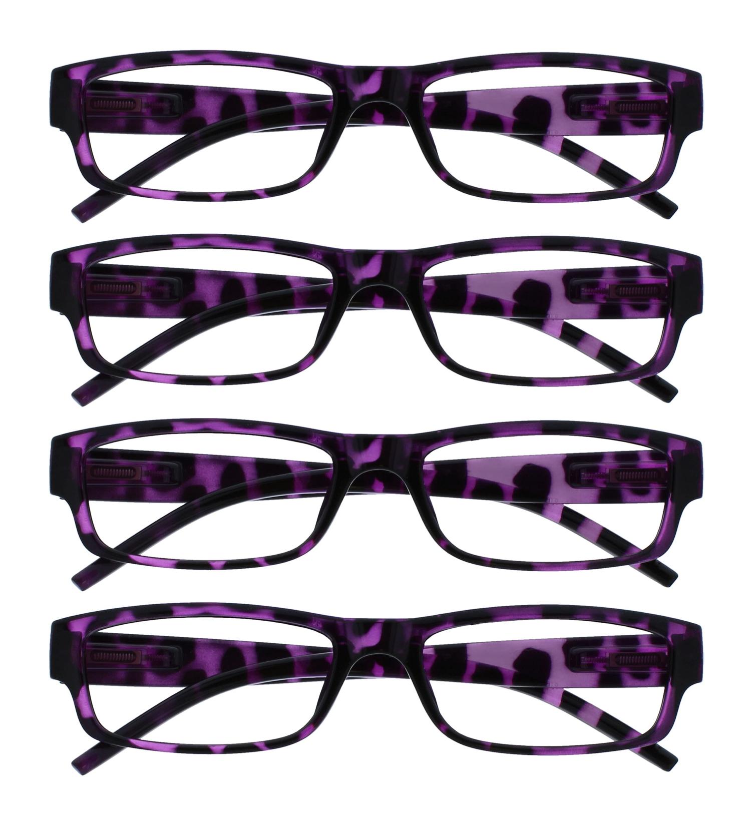 Purple Tortoiseshell Reading Glasses - 4 Pack for Women | UV Protection +1.00 | The Reading Glasses Company - Buy Online on GoSupps.com