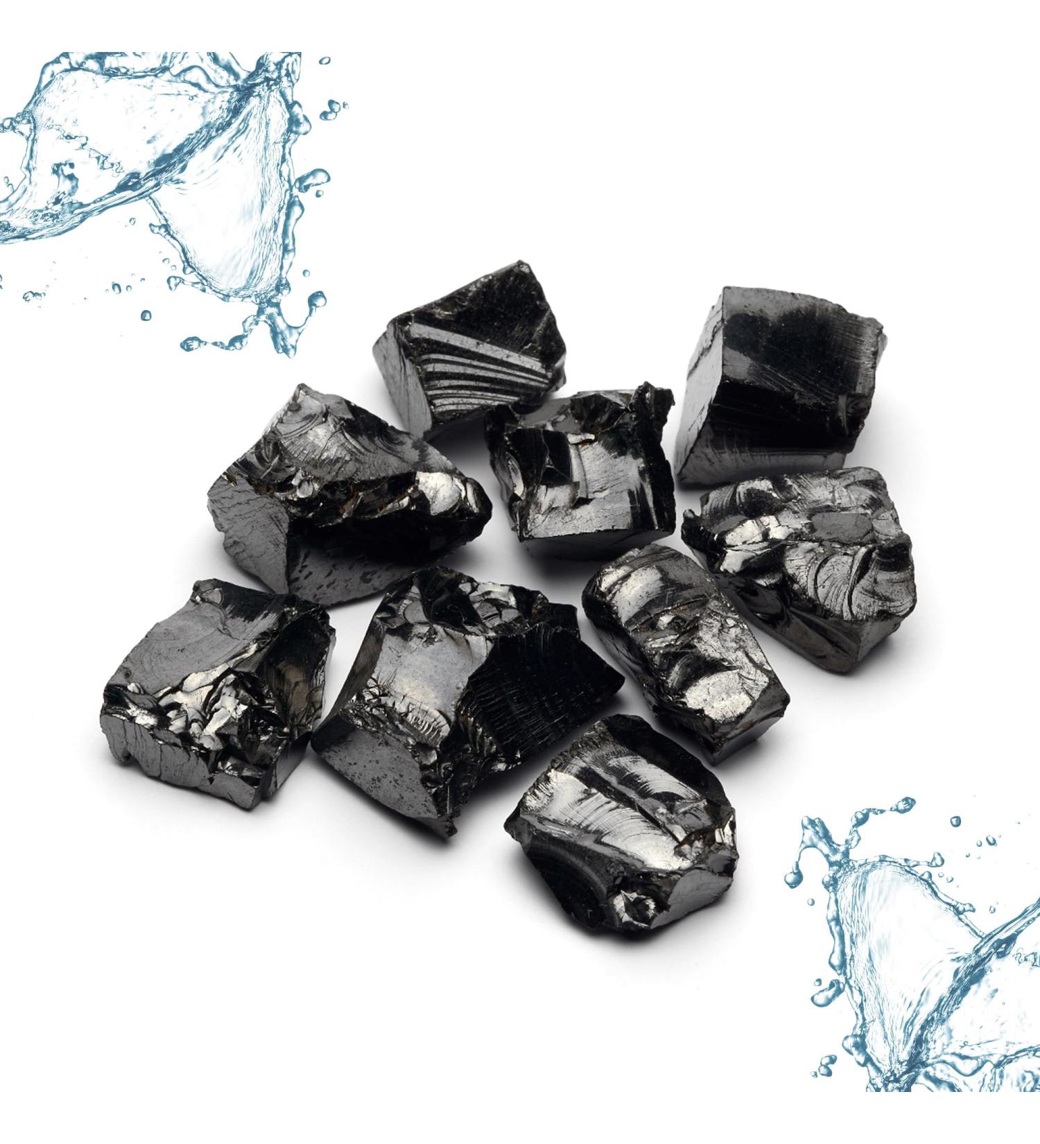 Puraja Edelwungit Water Stones | Elite Schungit Stones for Water Treatment | Natural Healing Stones from Karelia | Certified 100g Pack - Buy Online on GoSupps.com